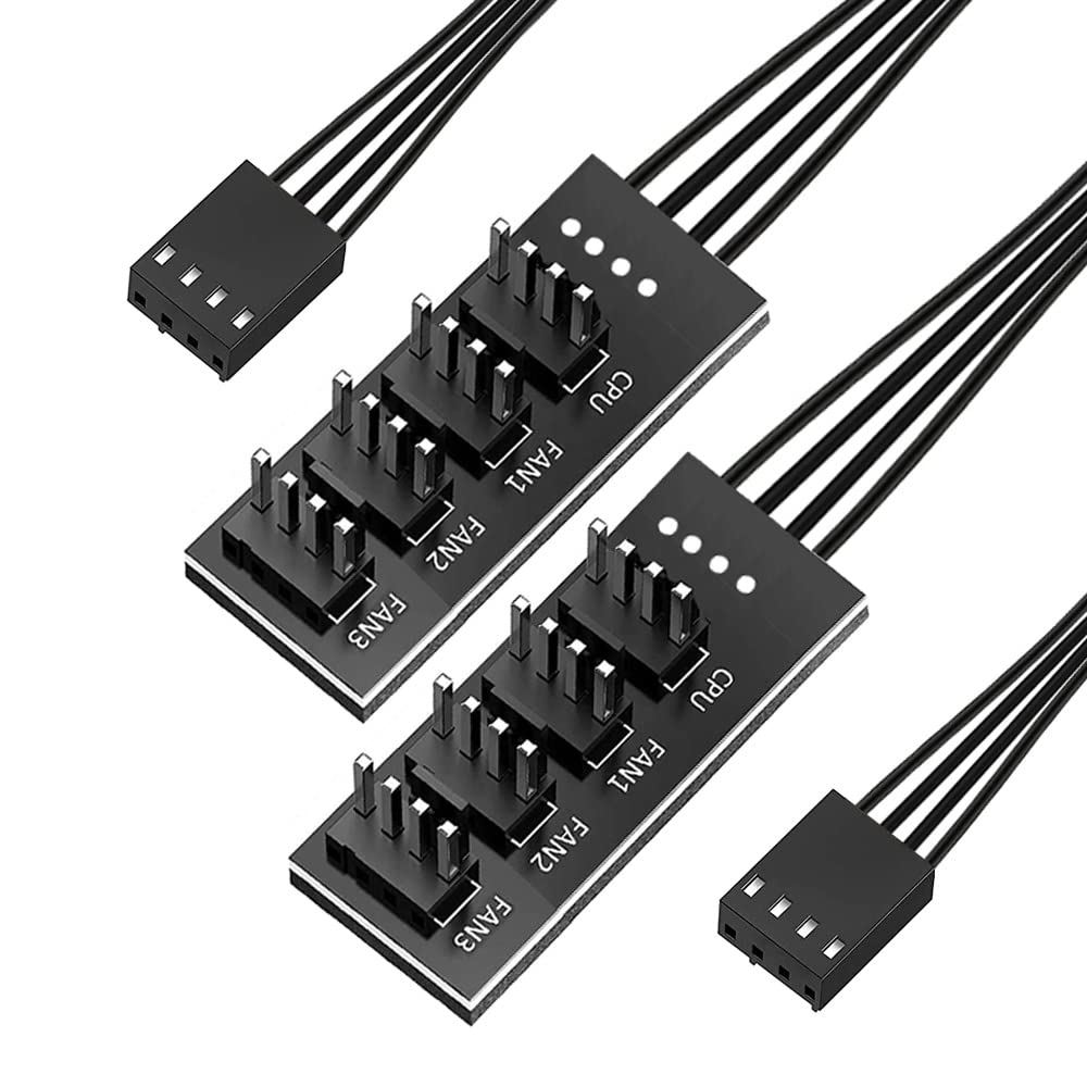 Gebildet 2Pcs 4 Pin Pwm Fan Hub, 4 Pin Male For Cpu Fan Pc Fans Hub, Computer Cpu/Case Fan Power Multi Splitter Connector Cable