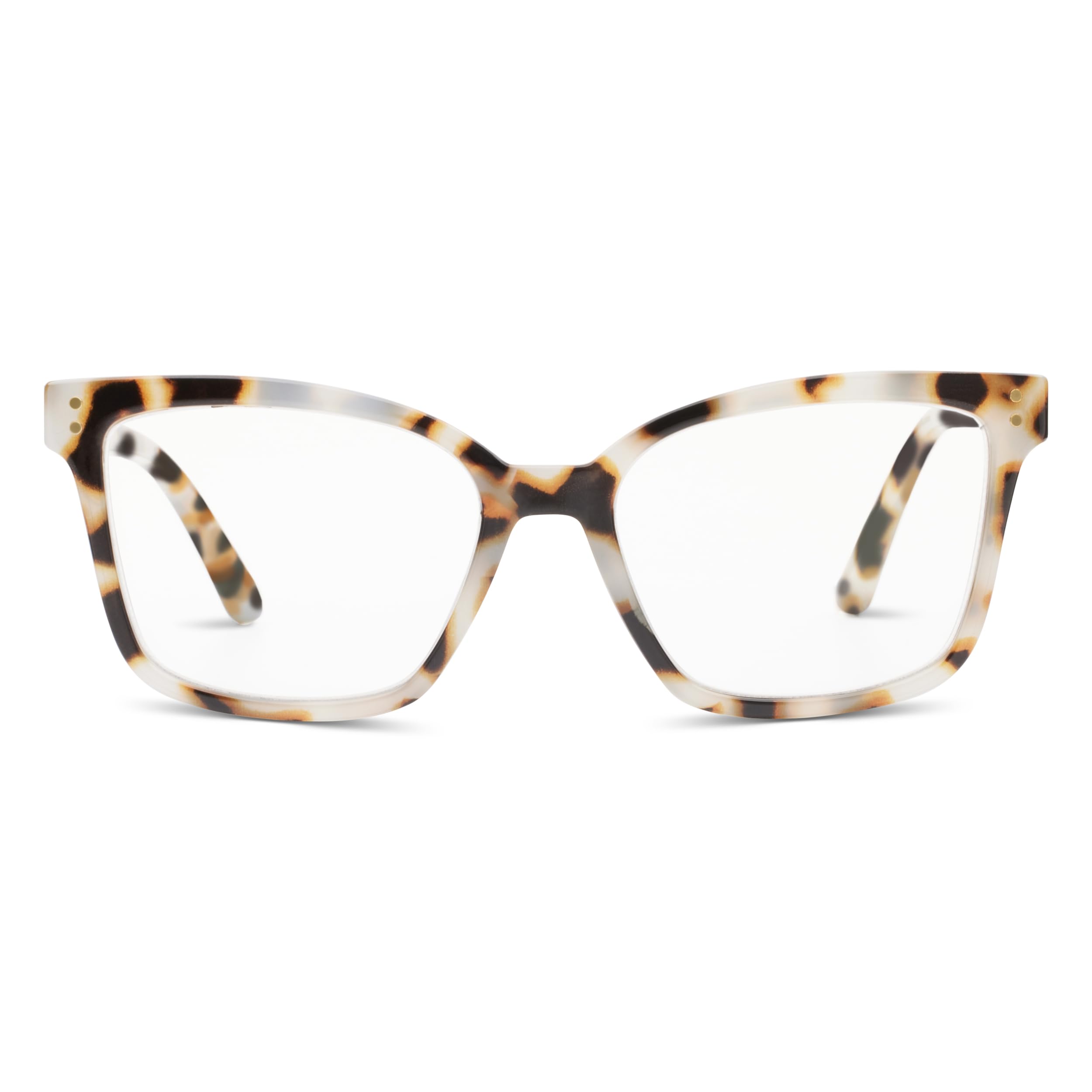 Peepers by PeeperSpecs Womens Octavia Square Blue Light Blocking Glasses, Chai Tortoise, +2.75