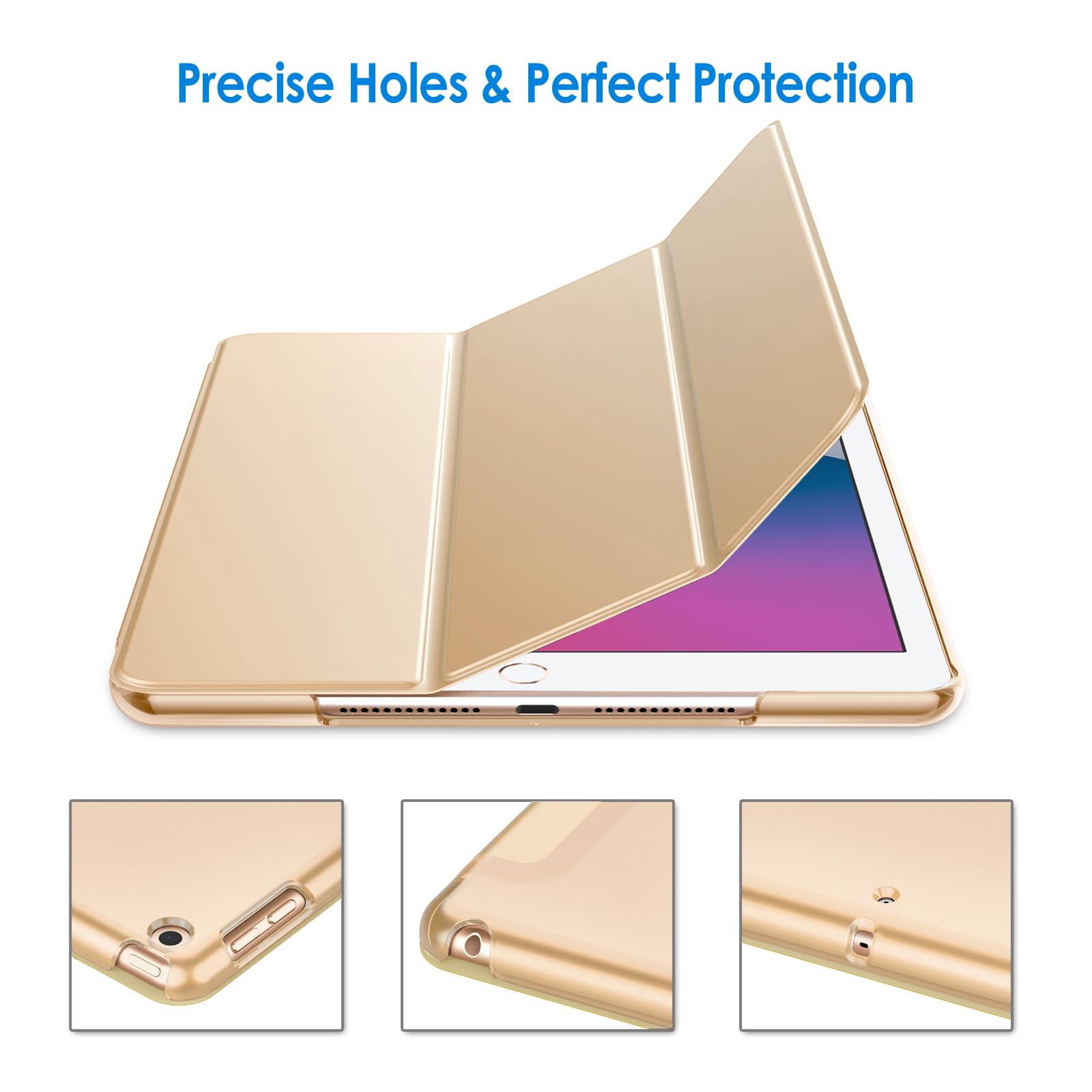 Jetech Case For Ipad 10.2-Inch (2021/2020/2019 Model, 9/8/7 Generation), Auto Wake/Sleep Cover (Gold)