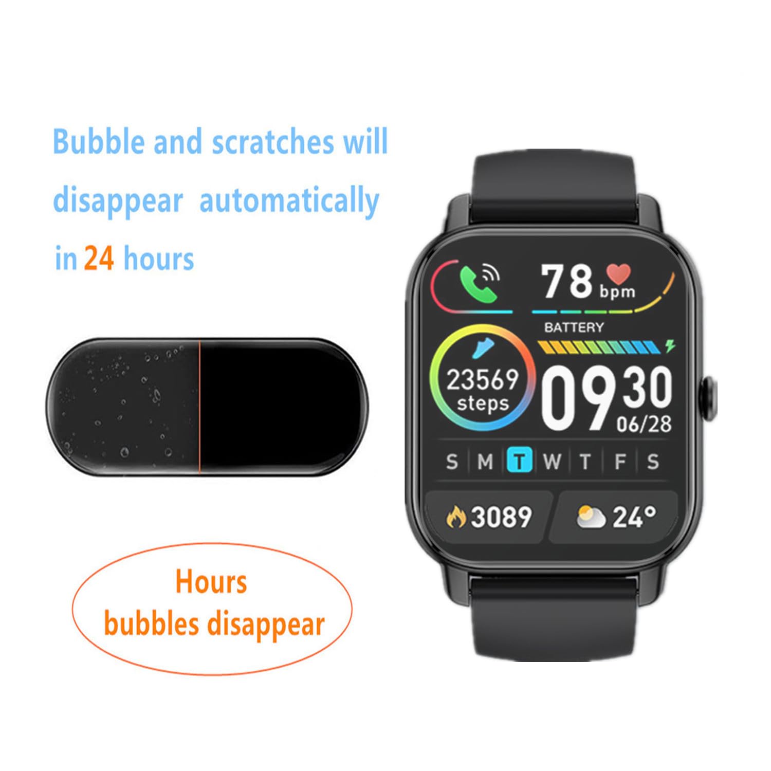 Aemus Compatible For Nerunsa P66D 1.85'' Smart Watch Screen Protector (6 Pack) Compatible For Aycy Mt65 Smartwatch Flexible Full