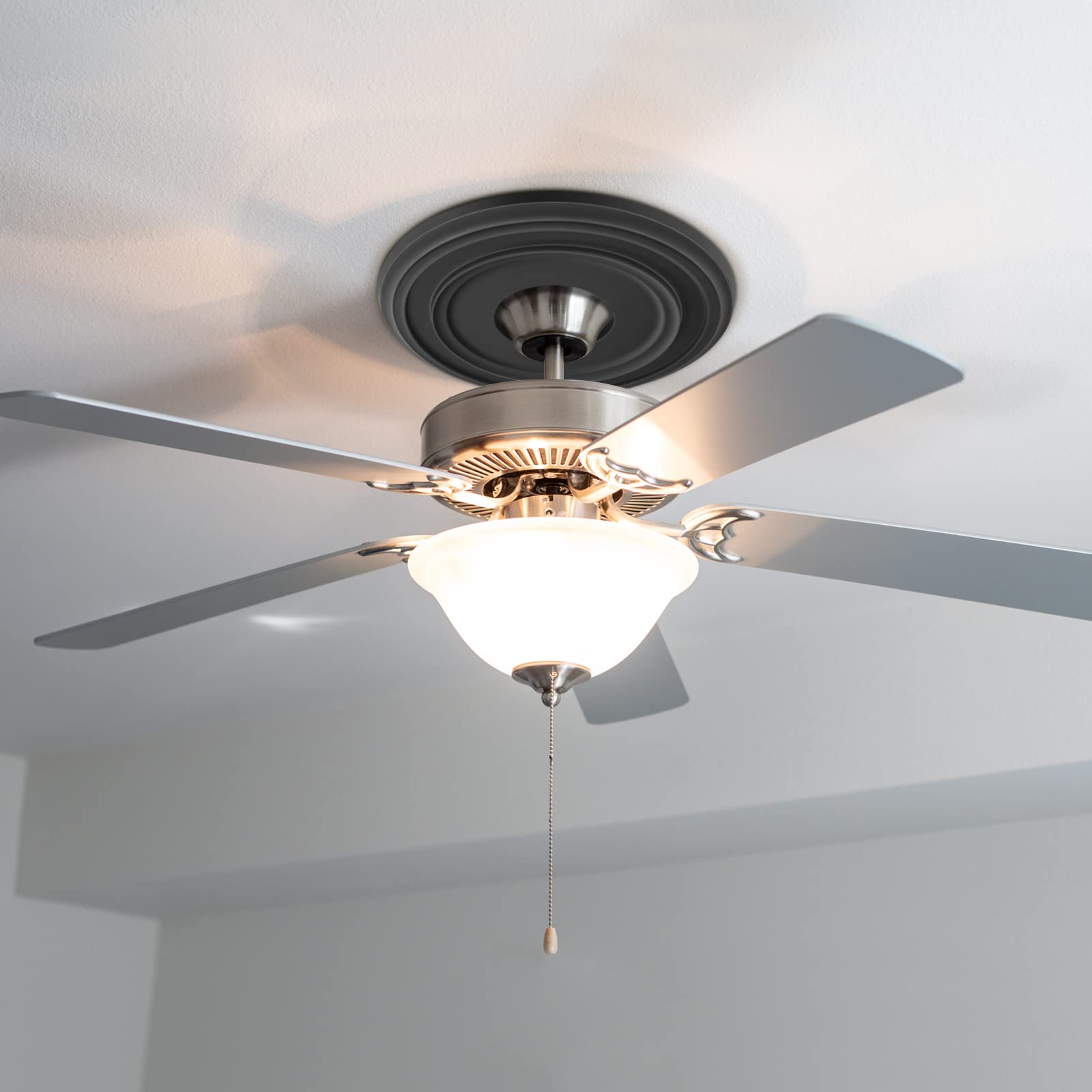 Canomo One Piece Classic Ceiling Medallion Polyurethane Ceiling Fan Medallion Chandelier Medallion, 12 3/8''Od X 4''Id X 7/8''P,