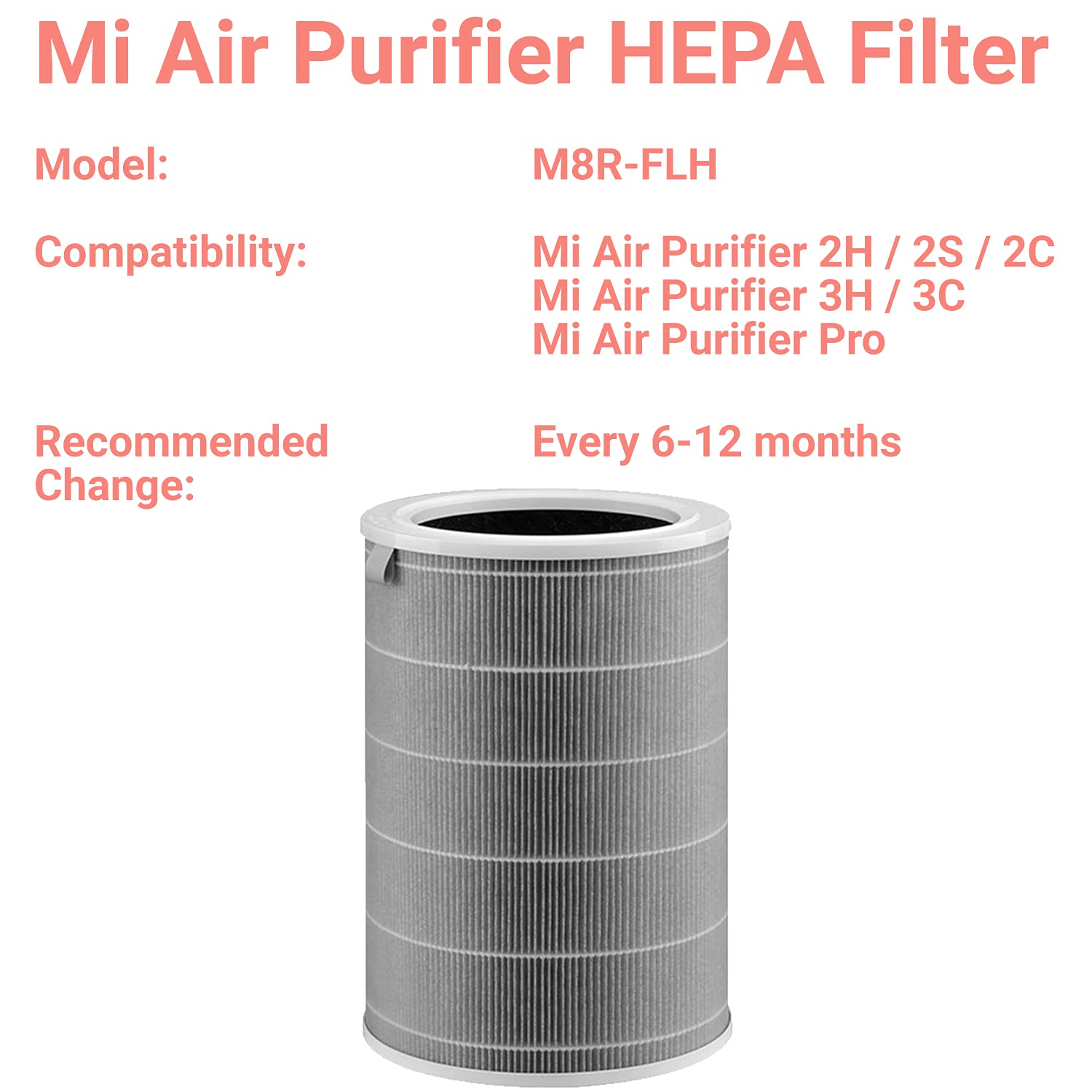 Mi Air Purifier Hepa Replacement Filter M8R Flh, Triple Layer With Activated Carbon, Compatible With Mi Air Purifier 3C 3H 3, 2C