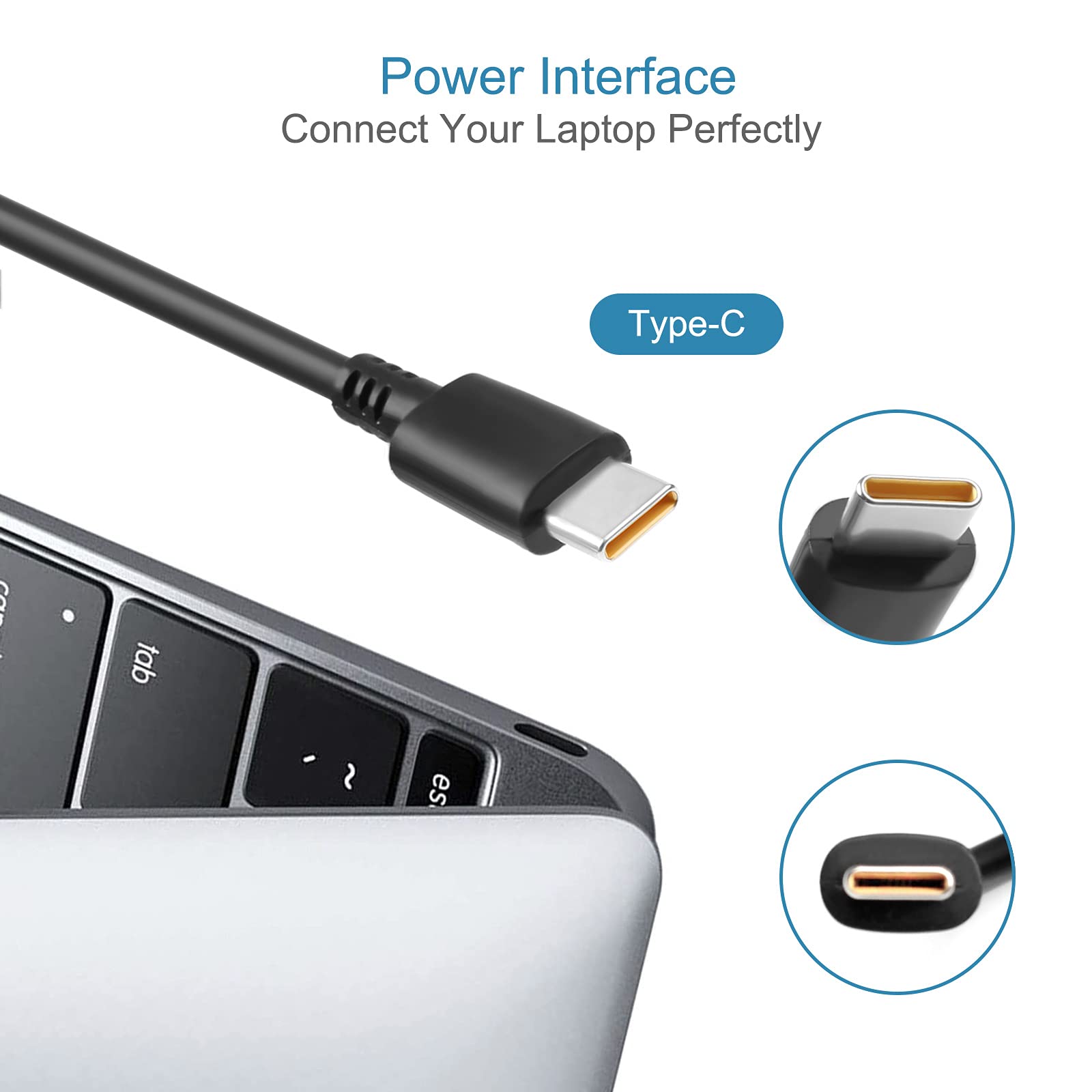 2 Prong 65W Usb C Ac Adapter For Lenovo Yoga Charger C940 C740 S940 S730 C930 C630 920 910 900 730 720 Adlx65Ylc2A Adlx65Ycc2A Adlx65Ylc3A 4X20M26268 4X20M26252 Adlx65Ycc2D Adlx65Ylc2D Adlx65Ydc2D