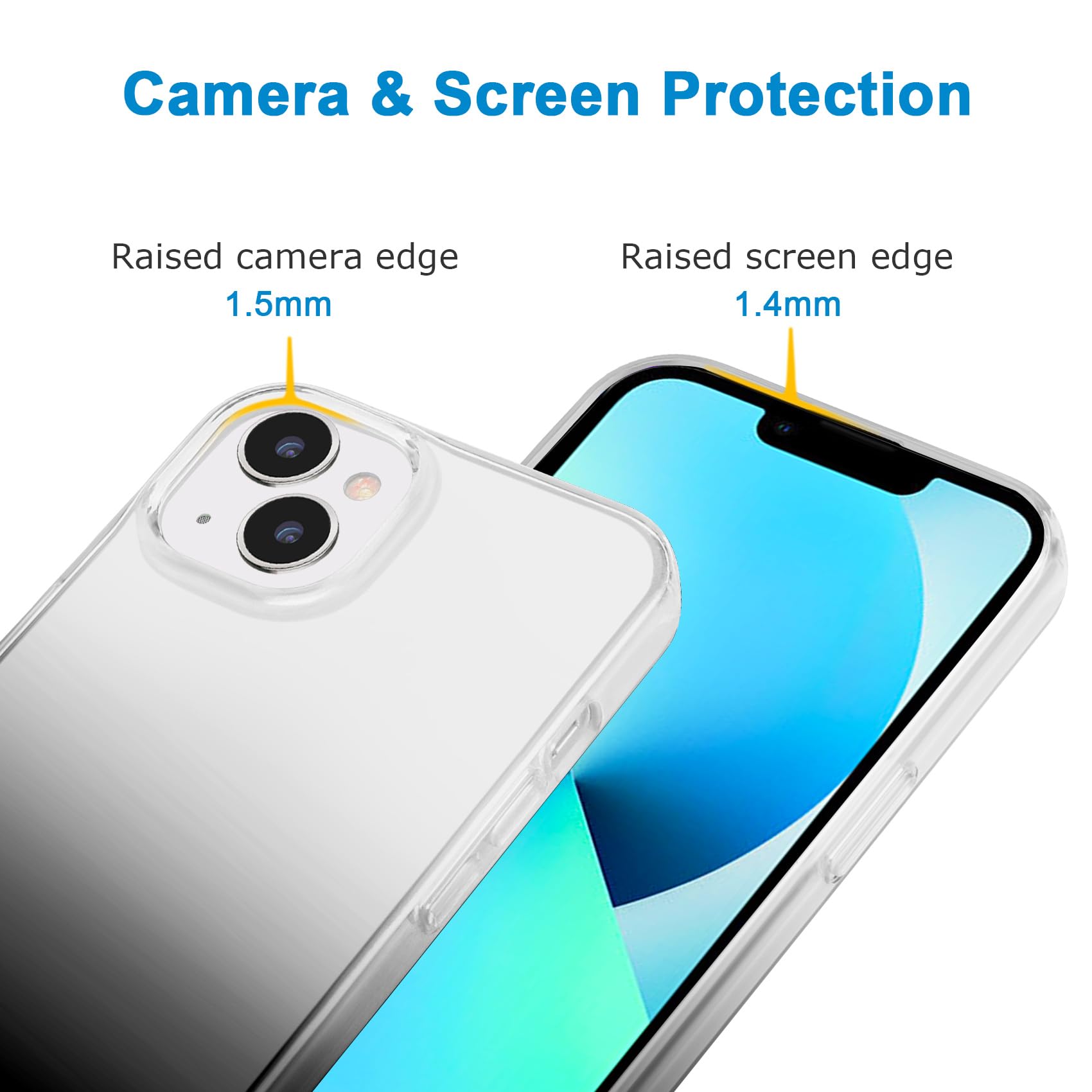 Jjgoo Compatible With Iphone 13 Case Clear Soft Transparent Shockproof Protective Slim Thin Bumper Phone Cover, Gradient Black