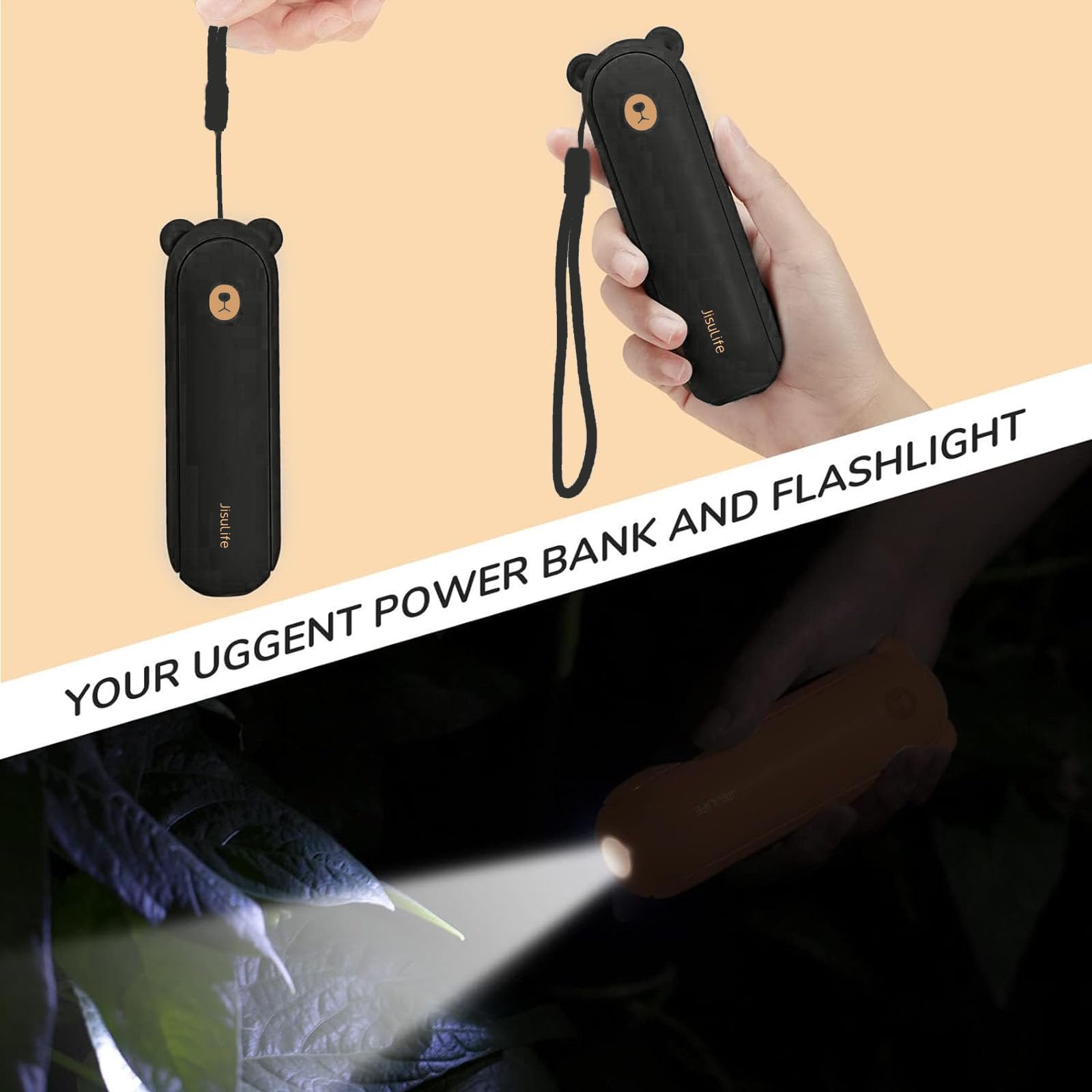 Jisulife Handheld Fan With 4500Mah Powerbank Max 46 Hours Runtime,Pocket Fan Portable Battery Operated Or Usb Powered Folding Pe
