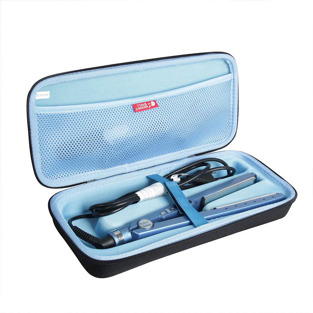 Hermitshell Travel Case for BabylissPRO Nano Titanium UltraSleek Hair Straightener (Black+Blue)