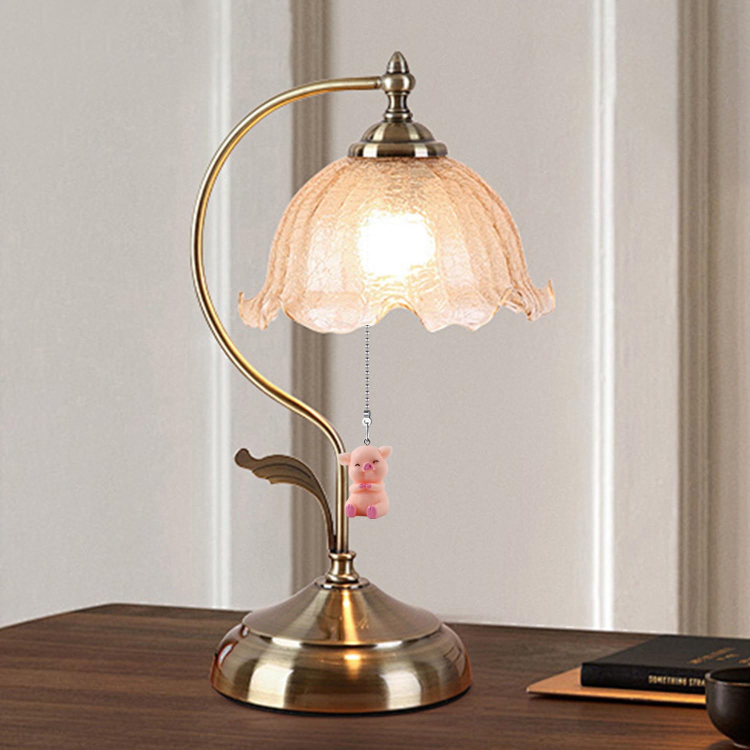 Dotlite Pig Ceiling Fan Pull Chain,Cute Pink Pig Farm Pulls Charm Extension Decorative,12In 3Mm Diameter Beaded Fan Light Pull C