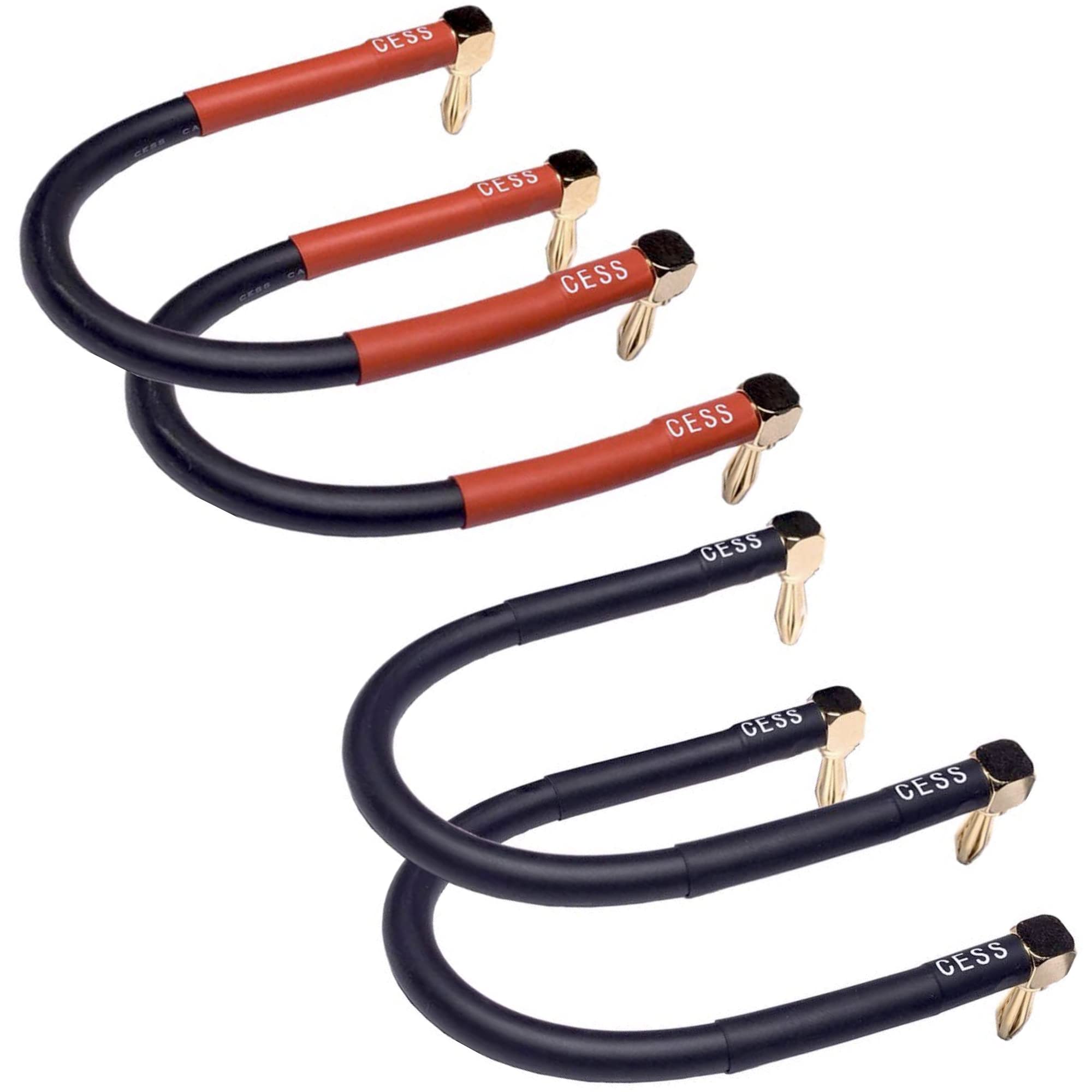 Cess 138 6I Right Angle Banana Plug Jumper Cable, Speaker Jumpers, (90 To 90, 6 Inch)
