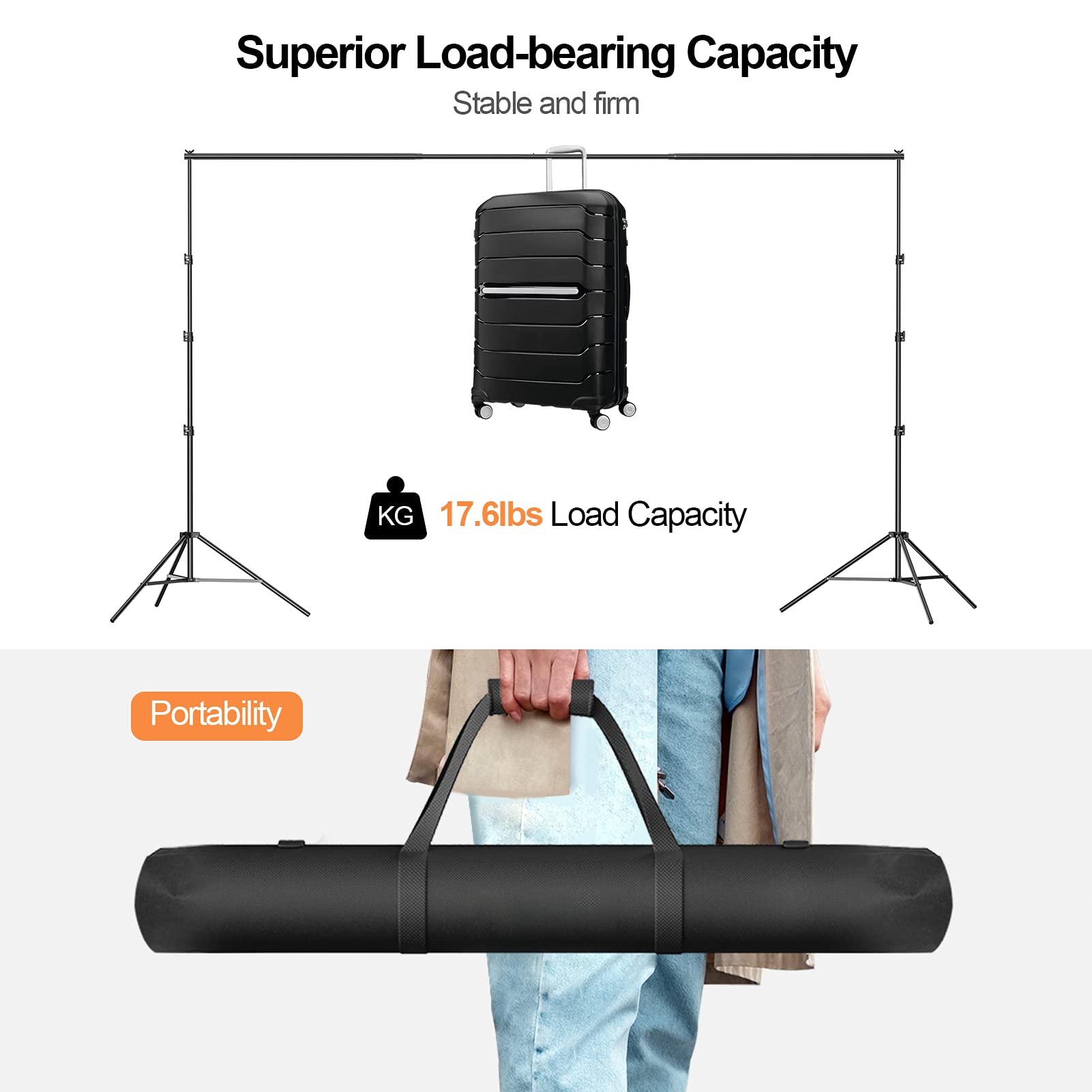 Gloshooting Backdrop Stand For Photoshoot, 8.5 X 10 Ft Heavy Duty Back Drop Adjustable Stands, Photography Background Support Sy