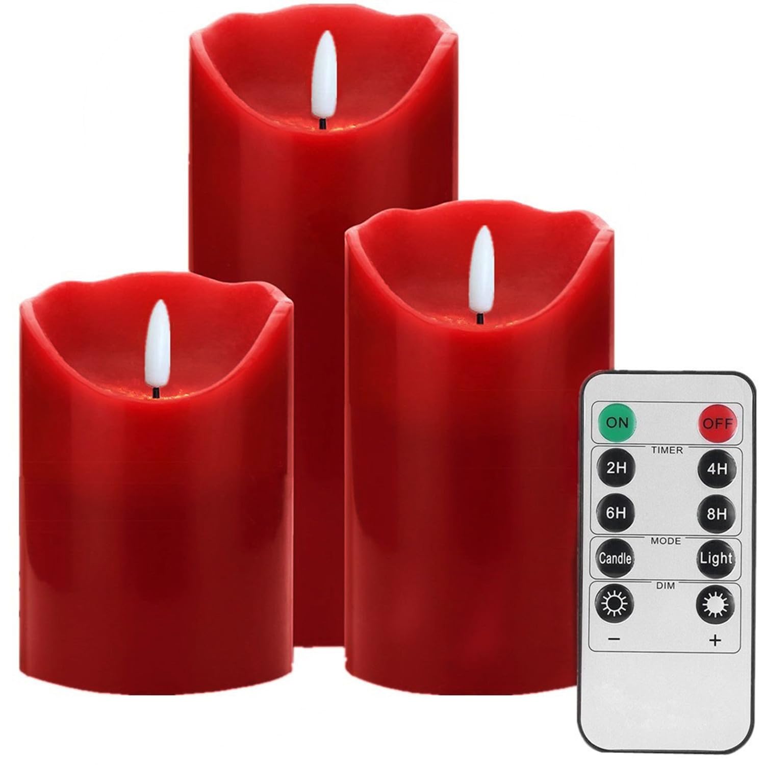 Gbateri 3 Pcs Red Flickering Flameless Candles   Dripless Real Wax Pillar Led Candle Lights   Battery Operated Candles   Dancing