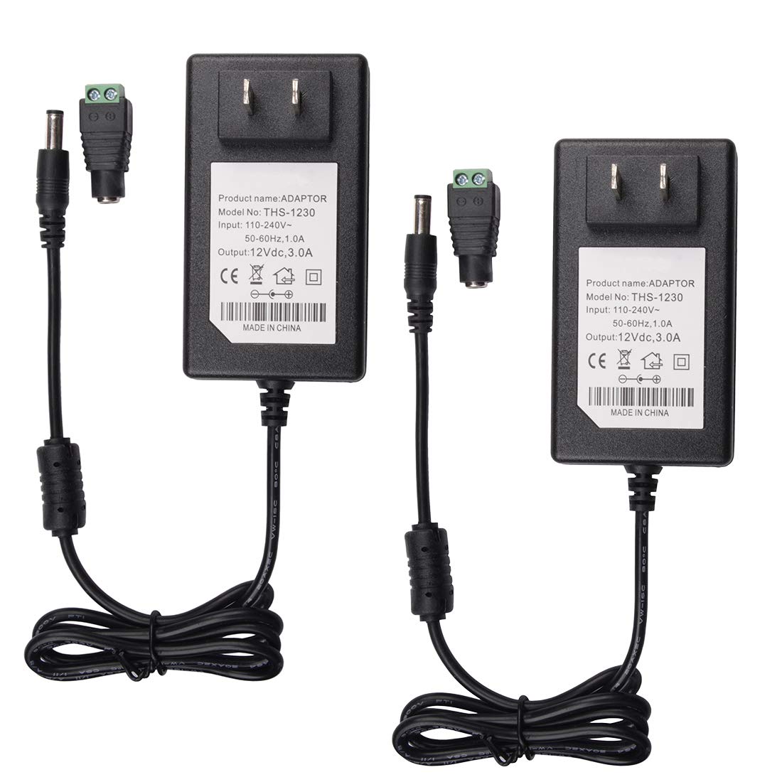 Quentacy 12V 3A Power Supply Adapter Ac/Dc Converter 110V 240V To 12V Transformer 36W 5.5X2.1Mm Dc Female Barrel Connector For L