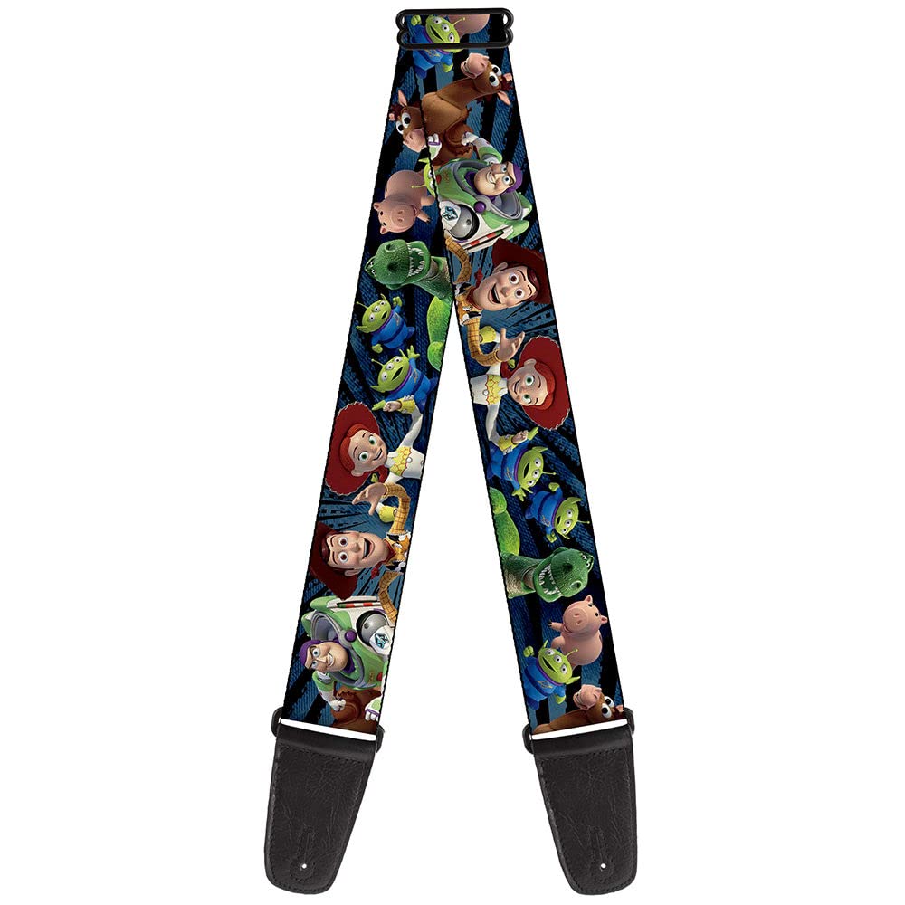 Disney Guitar Strap, Toy Story Characters Running Denim Rays, 2 Inches Wide