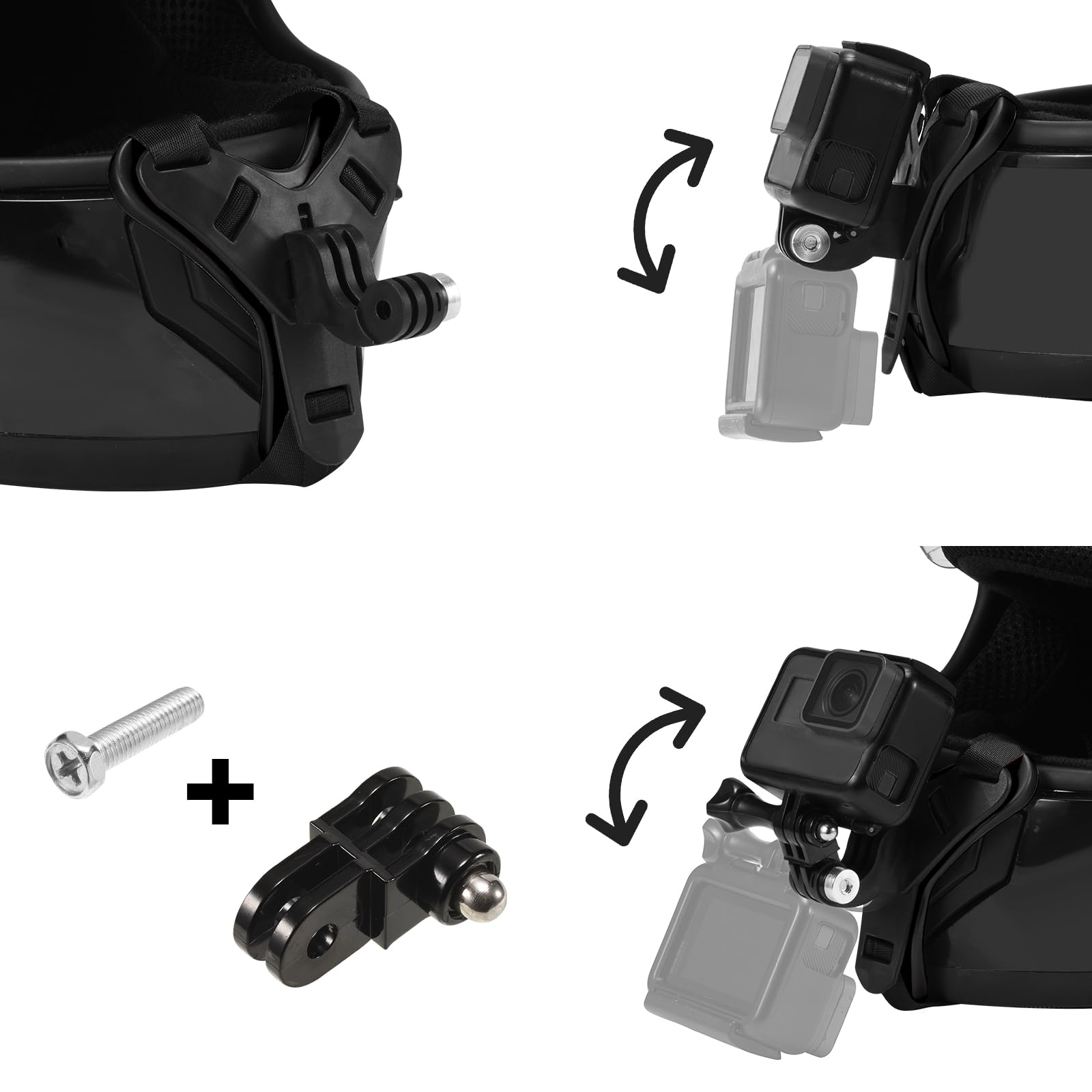 Lupholue Motorcycle Helmet Chin Strap Mount Compatible With Gopro Hero 12, 11, 10, 9, 8, 7, (2018), 6, Hero Black, Insta 360, Se