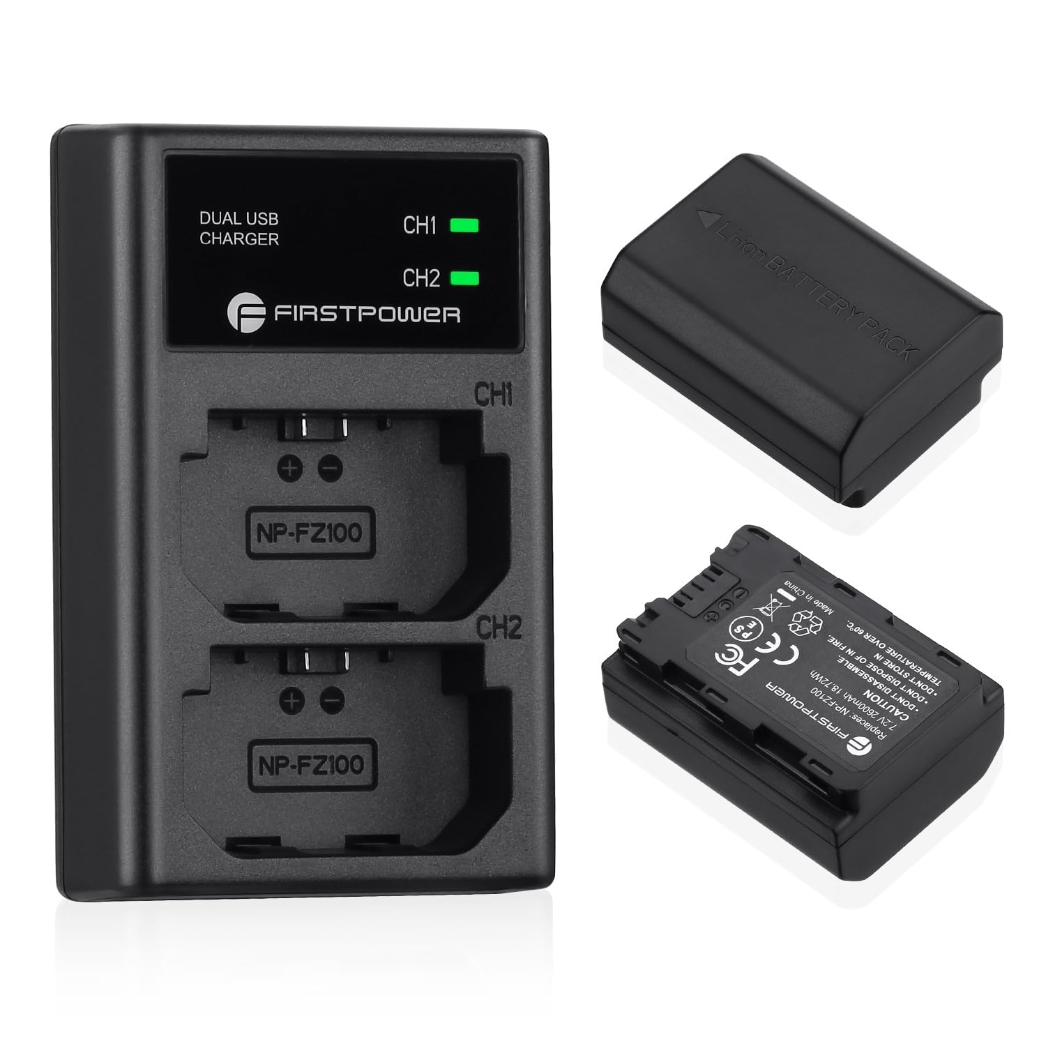 Firstpower Np Fz100 Battery 2 Pack And Dual Usb Charger Compatible With Sony Alpha A7 Iii, A7 Iv, A7R Iii/A7R3, A7R Iv, A7S Iii,