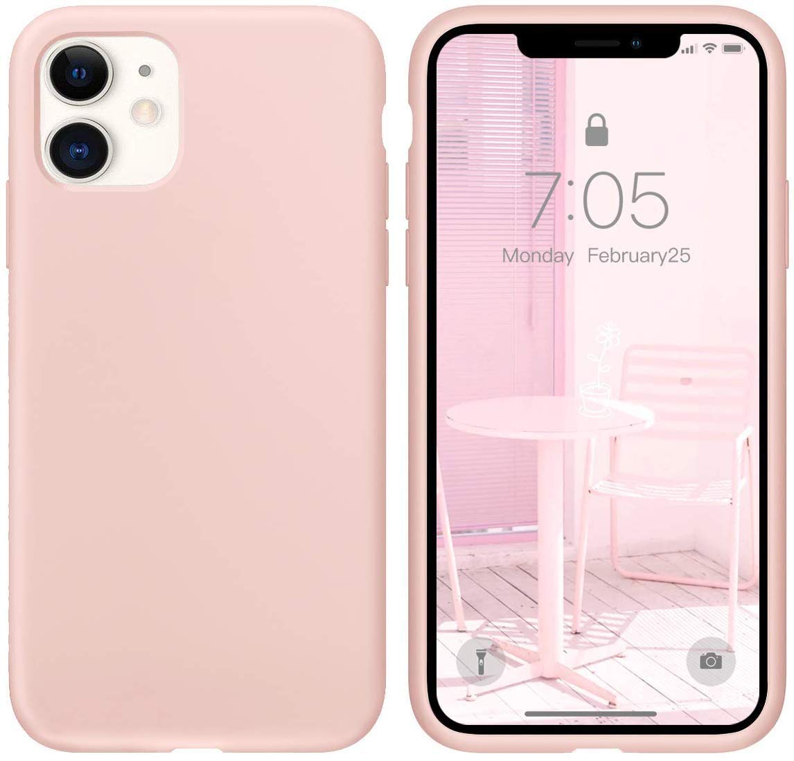 Icesword Iphone 11 Case Pink Sand, Thin Liquid Silicone Case, Soft Silk Microfiber Cloth, Matte Pure Cute Pink, Gel Rubber Full