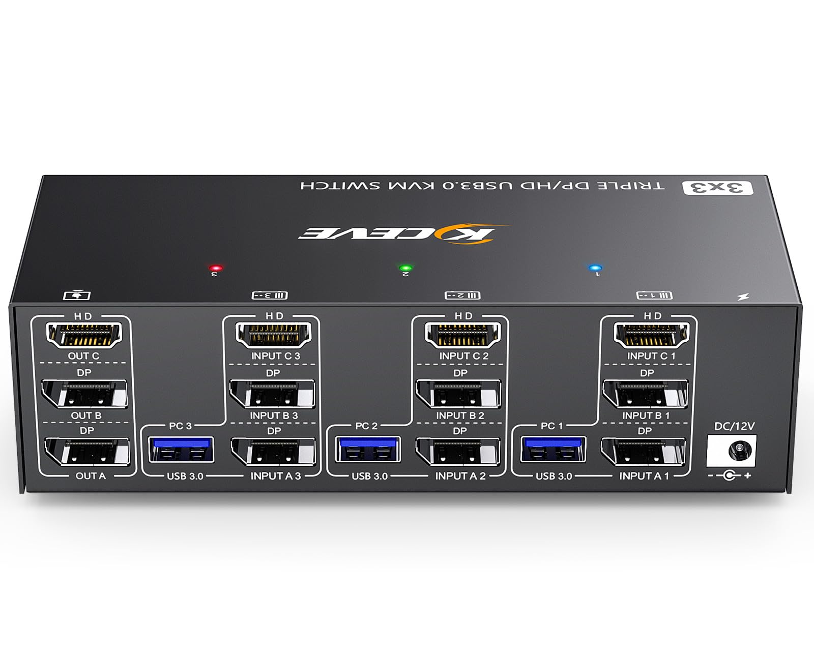 Kvm Switch 3 Monitors 3 Computers 8K@60Hz 4K@144Hz, Camgeet Hdmi+2 Displayport Kvm Switch Triple Monitor For 3 Computer Share 3