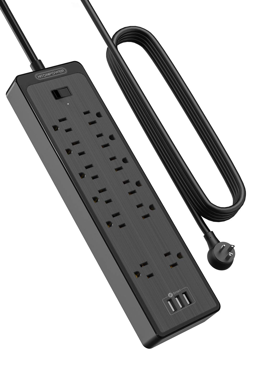 15 Ft Extension Cord Flat Plug Surge Protector Power Strip With Usb, Ntonpower 12 Outlets Surge Protector Wall Mount, 2100 Joule