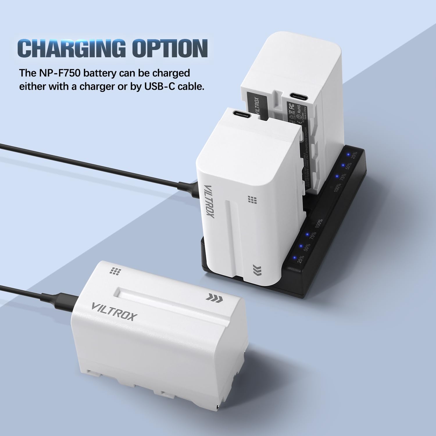Viltrox Np F750 Li Ion Battery 1 Pack (4400Mah), Replacement For Sony Np F550 F570 F750 F770 F950 F960 F970, Compatible With Led