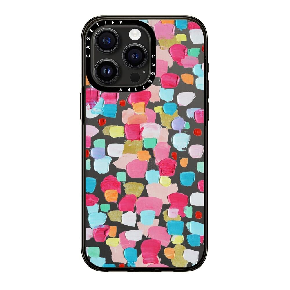 Casetify Compact Case For Iphone 15 Pro Max [2X Military Grade Drop Tested / 4Ft Drop Protection]   Magenta Confetti   Clear Bla