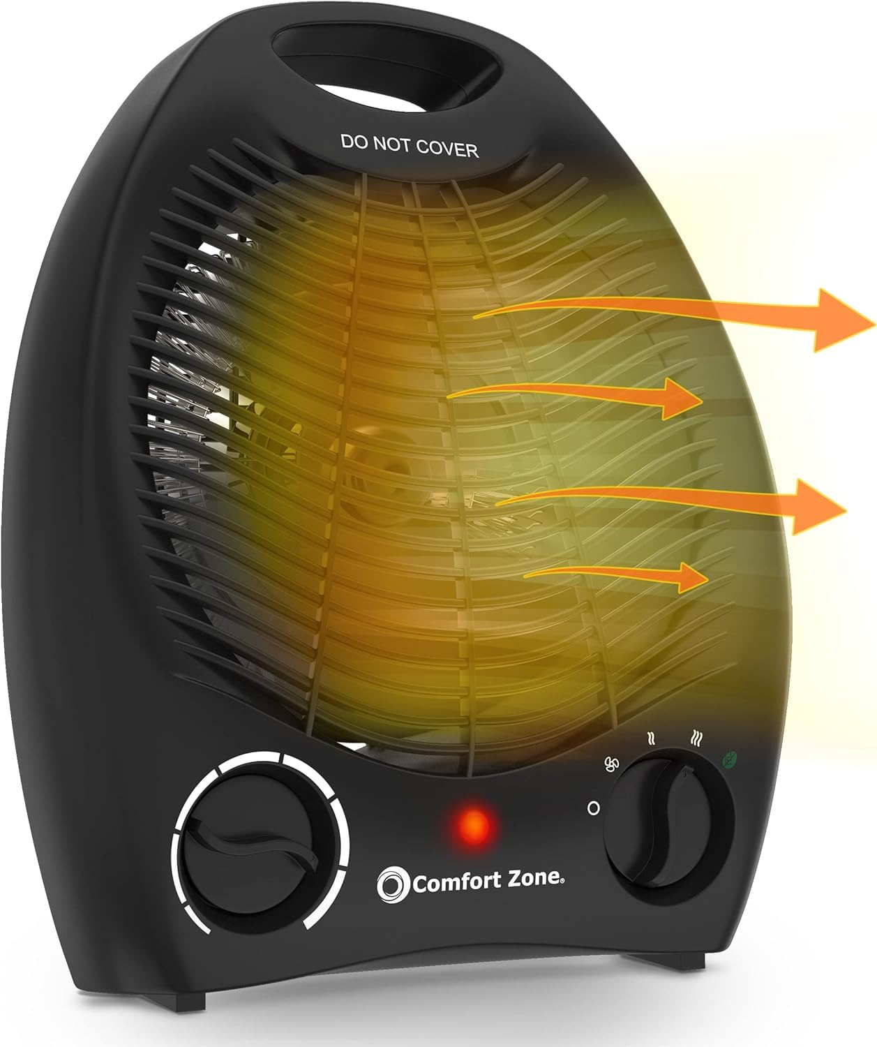 Comfort Zone Electric Fan Forced Portable Space Heater With Adjustable Thermostat, Overheat Sensor, Tip Over Switch, & Heat Resi