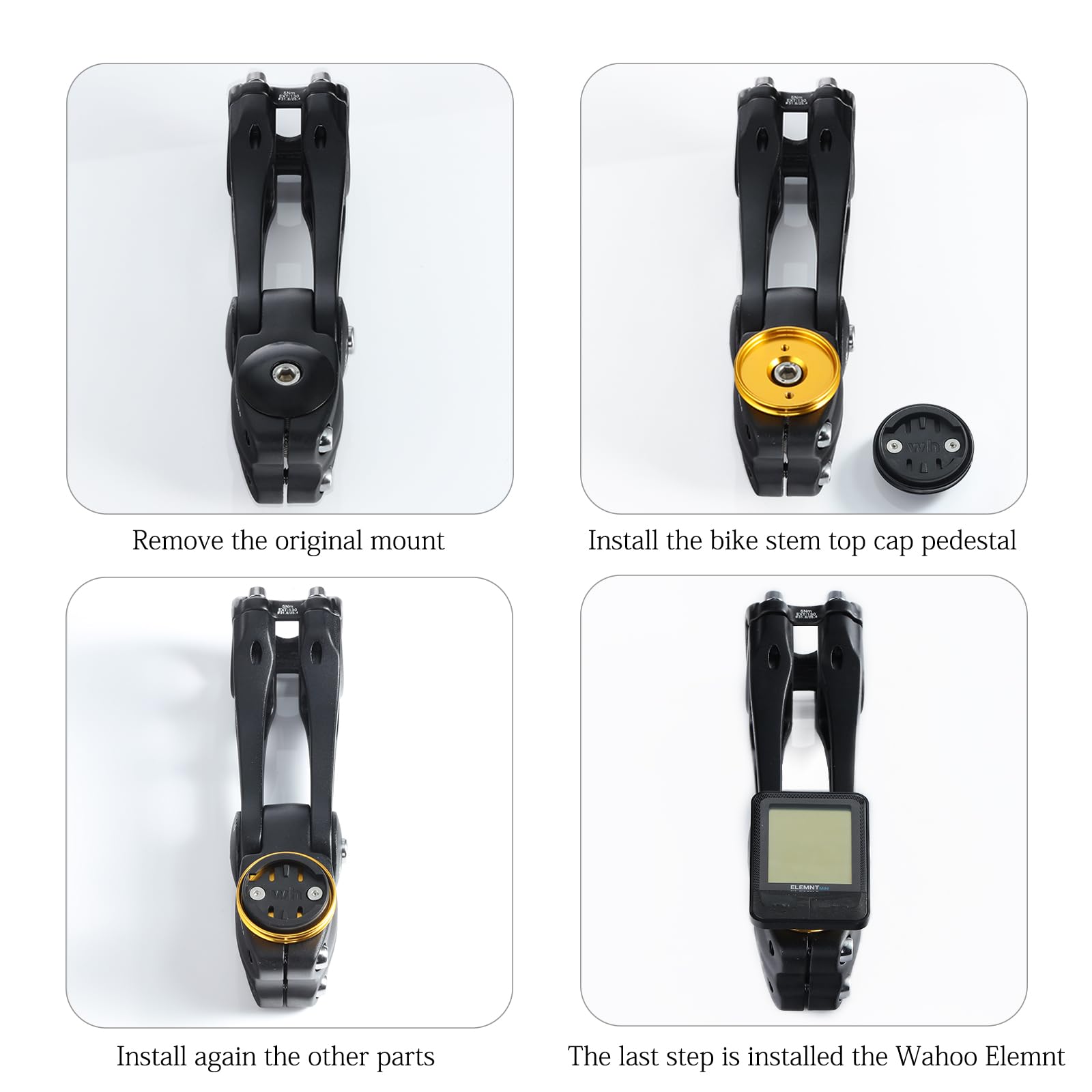 Kremorv Bike Stem Top Cap Mount Holder Bicycle Computer Mount Adapter For Wahoo Elemnt Wahoo Mini Elemnt Bolt