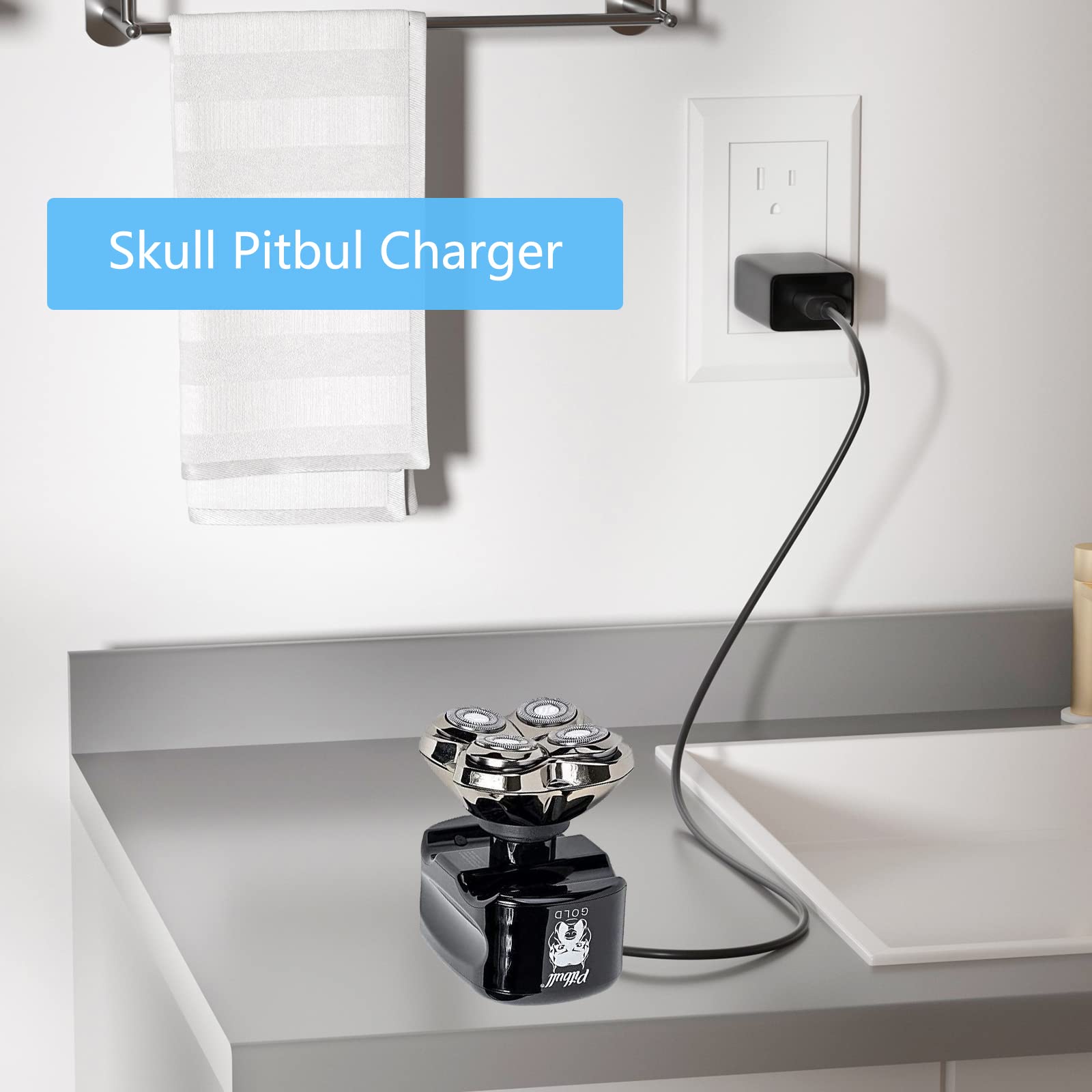 Vhbw Power Cord For Skull Shaver, Charger For Pitbull Gold Pro/Silver Pro/Platinum/Palm Beast Trimmer, Replacement Ac Power Adap