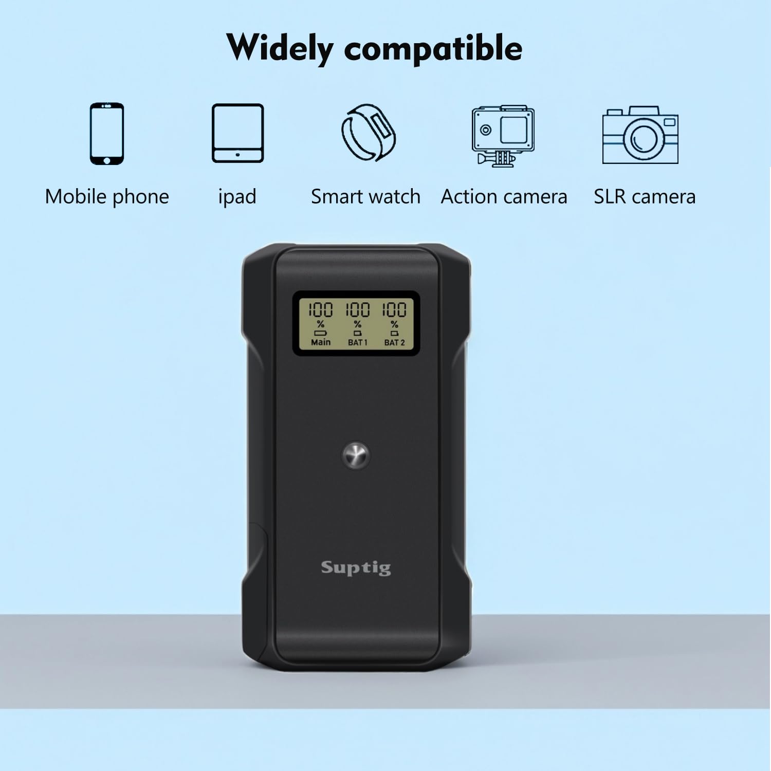 Suptig Power Bank With Battery Charger, 10,000Mah Battery Pack Charger Box For Dji Action 5, Action 4, Action 3 Battery.