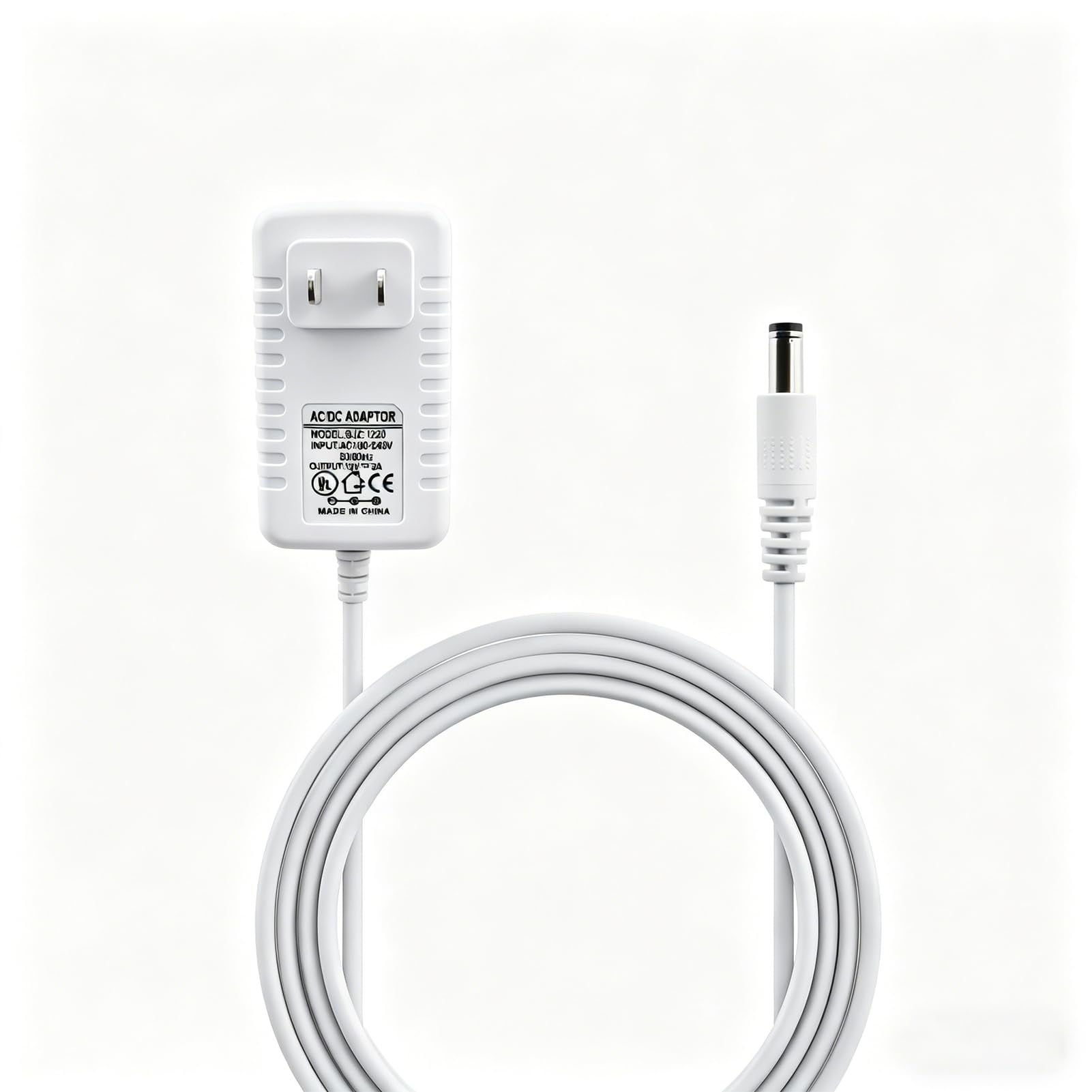 10 ft 12V 2A Power Supply, 5.5mm x 2.5mm / 2.1mm Barrel Plug