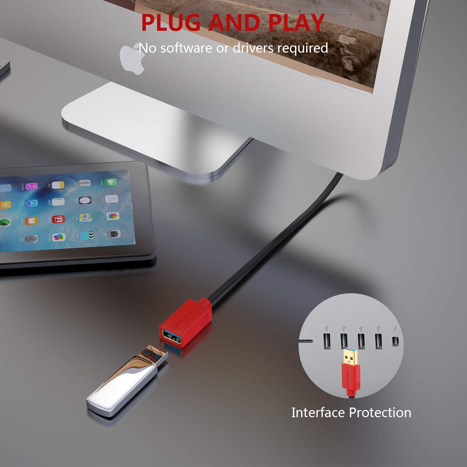 Larxavn Usb Extension Cable 25 Ft, Usb 3.0 Extension Cable Usb Extension Cord Long Usb Extension Cable For Printer, Webcam, Game