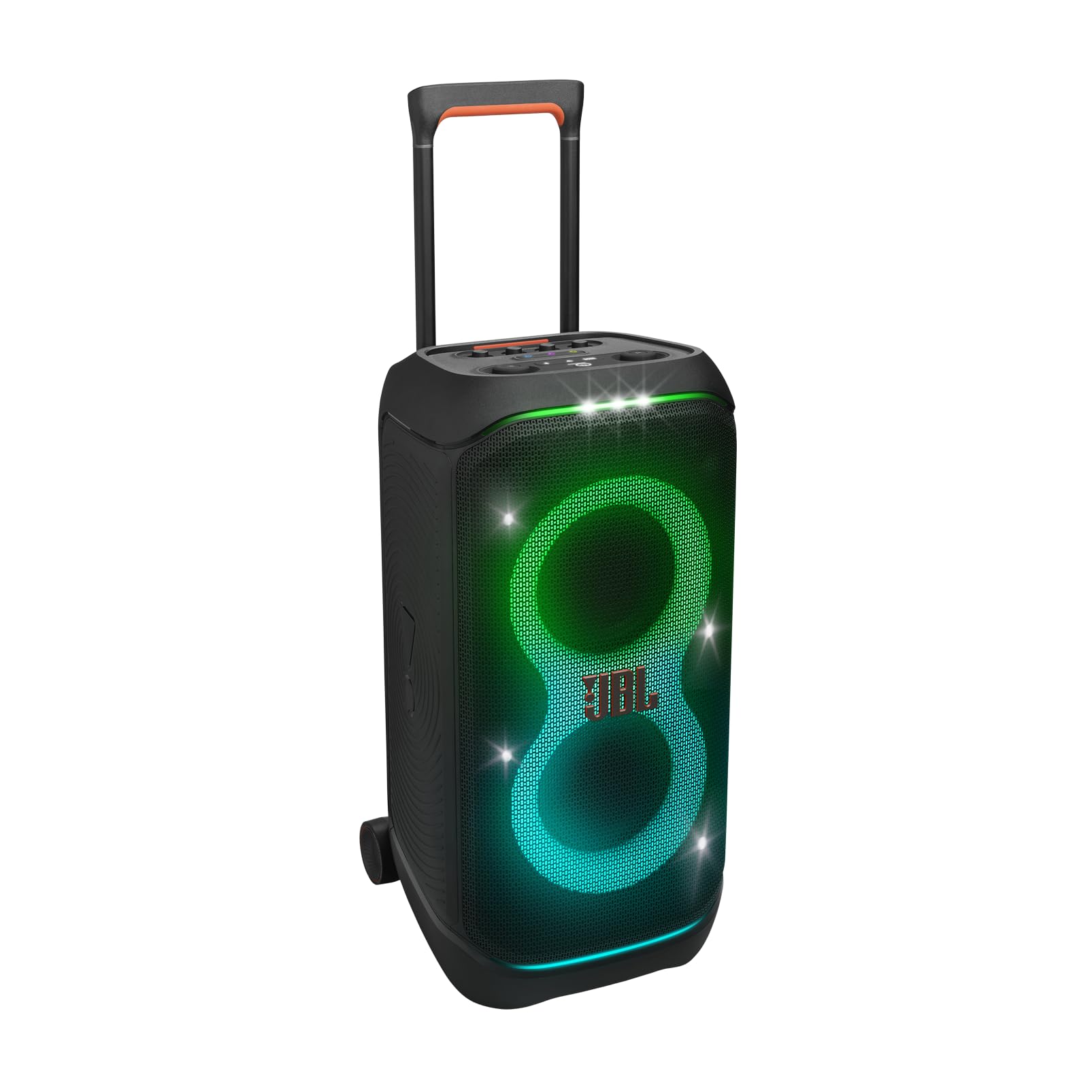 JBL PartyBox Stage 320 - Portable Party Speaker with Telescopic Handle & Wide, Sturdy Wheels, Powerful JBL Pro Sound, Futuristic