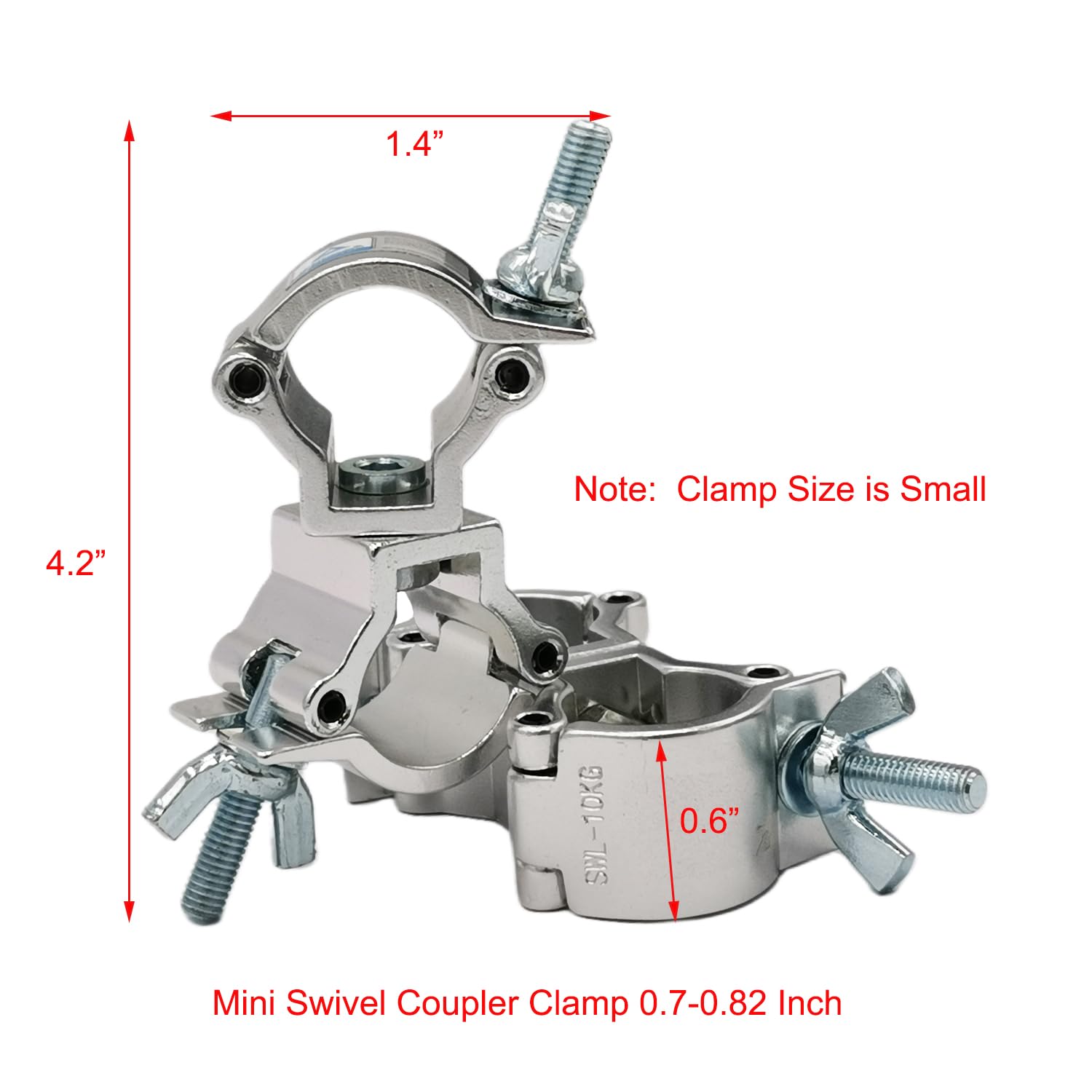 Mini Swivel Coupler Clamp 0.7 0.82 Inch Heavy Duty Aluminum Alloy 22 Lbs Clamps For 18 21Mm O Pipe Dj Lighting Truss 2 Pack