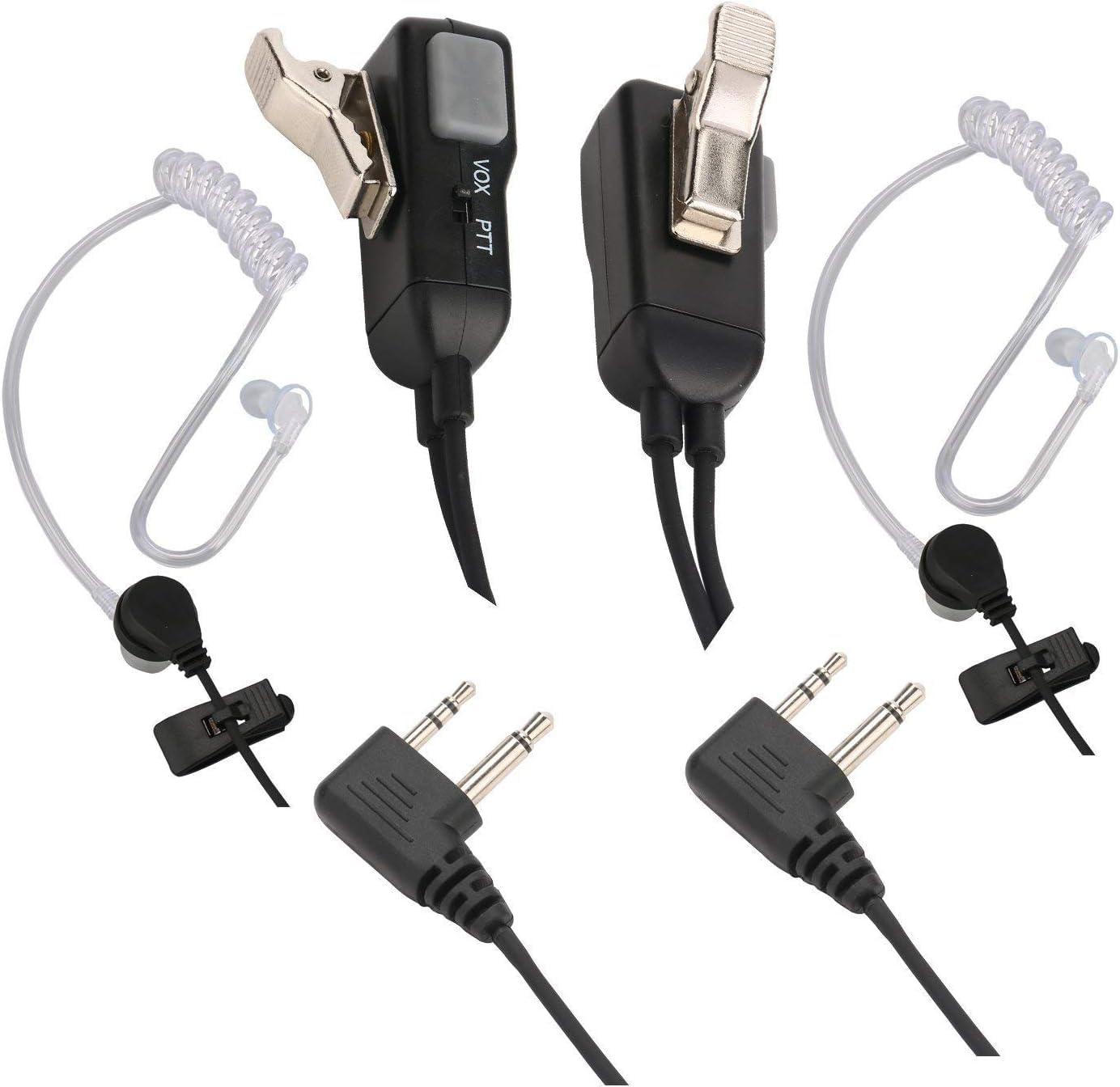 Two Way Radio Earpiece Noise Canceling Transparent Security Headphones Walkie Talkie Earphone With Ptt/Vox   Pair