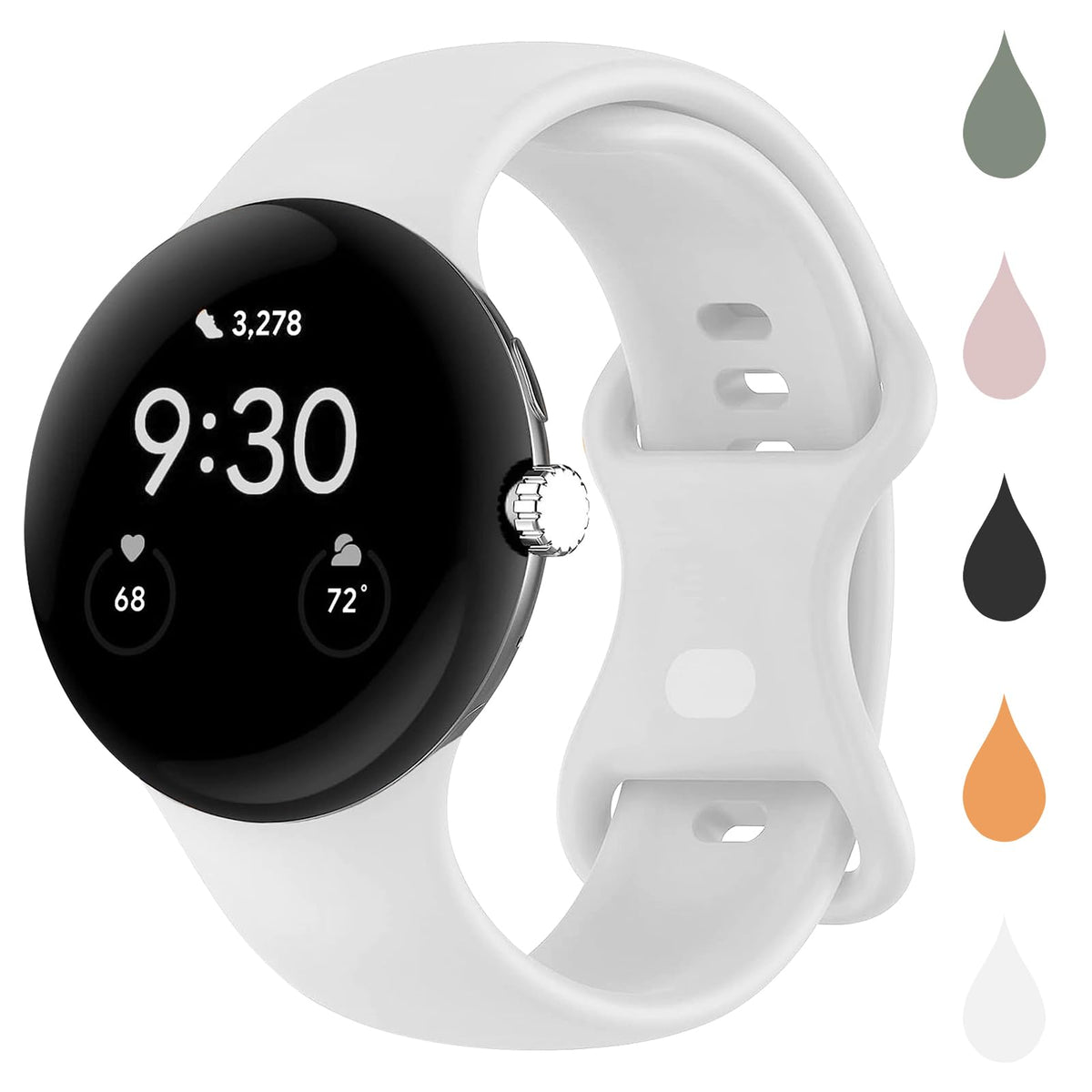 Bminen Pixel Watch Band Compatible For Google Pixel Watch Band, Adjustable Breathable Soft Silicone Waterproof Sports Band Compa