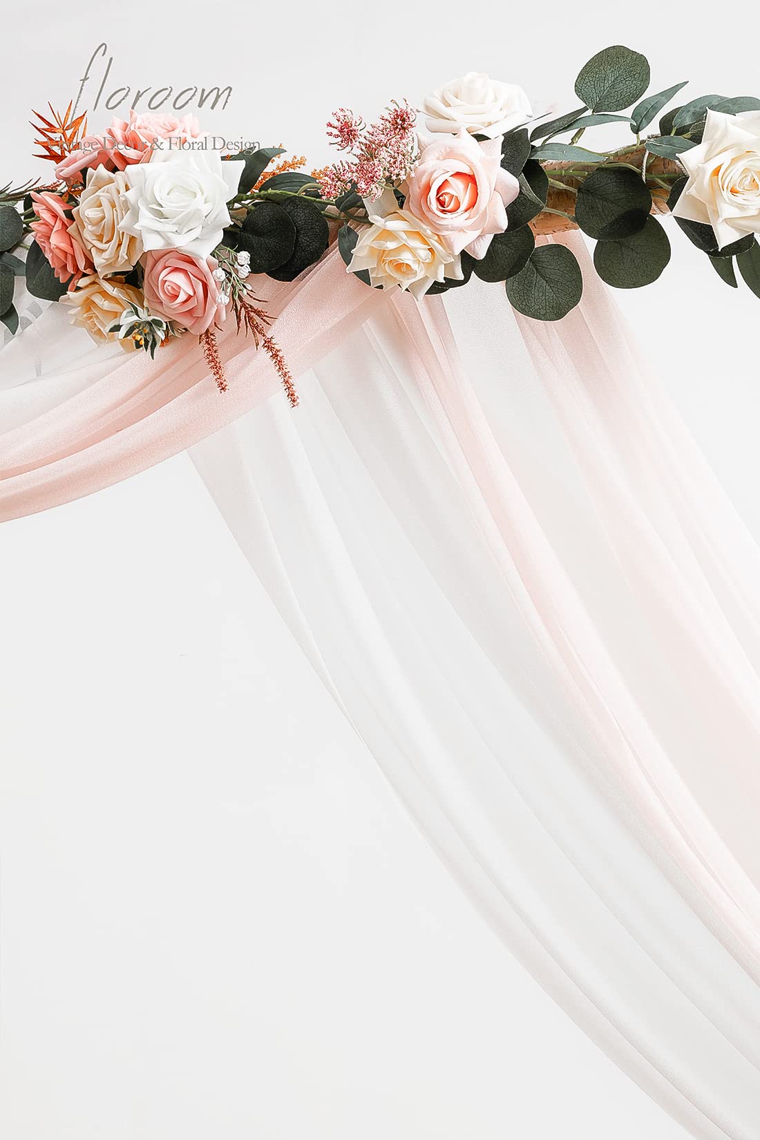 Floroom Wedding Arch Draping Fabric 2 Panels 20Ft Chiffon Fabric Drapes Arbor Drapery Wedding Ceremony Reception Swag Decoration