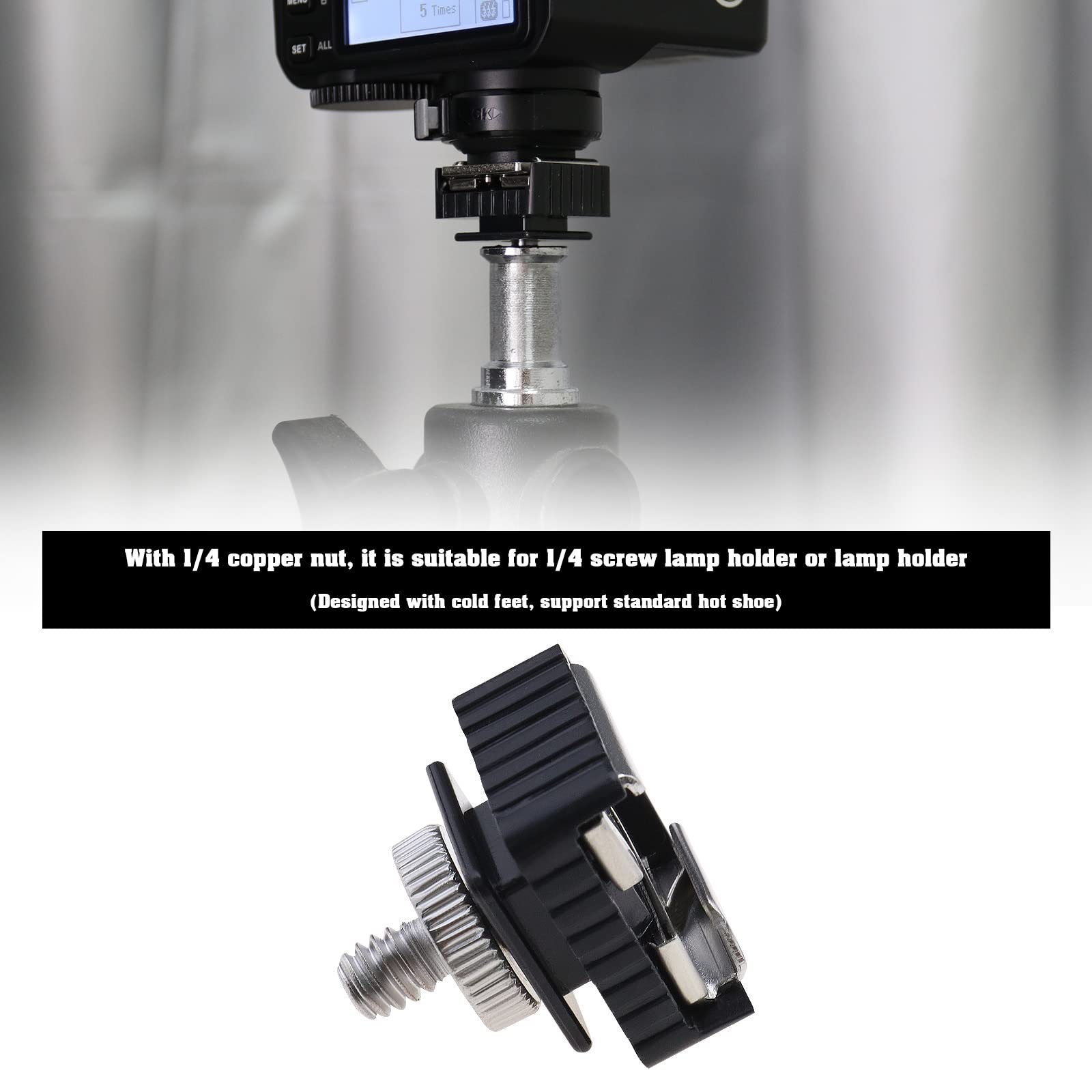 Micro Traders 2Pcs Flash Hot Shoe Mount Adapter To 1/4 Thread Hole With 1/4'' 20 Male To 1/4'' 20 Male Tripod Screw Adapter Comp