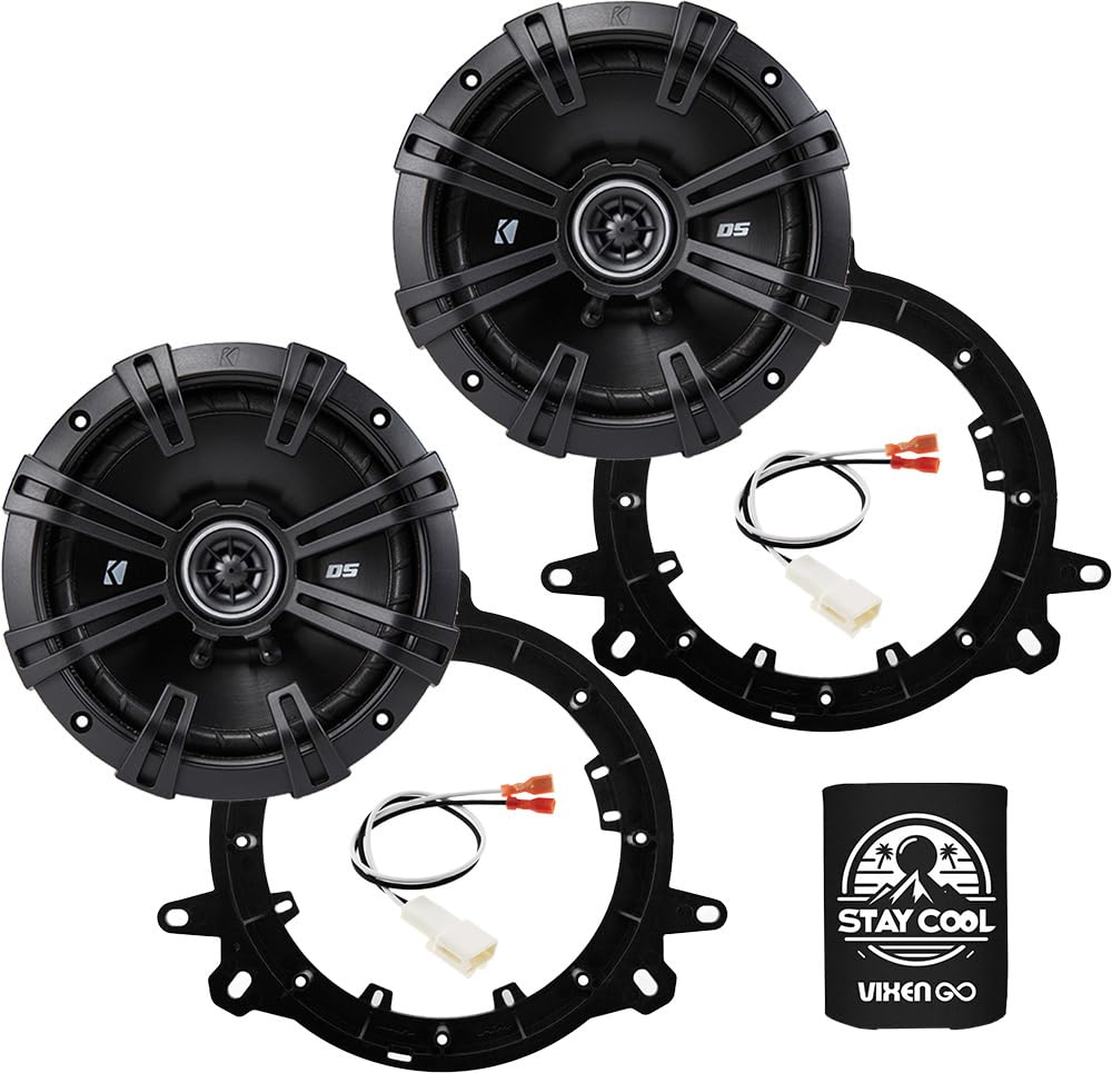 KICKER Front Door 6.5 Speakers Kit for Toyota Yaris 2007-2018 Upgrade Kit - Pair of DS Series 6 1/2 Inch Coaxial Speakers with A