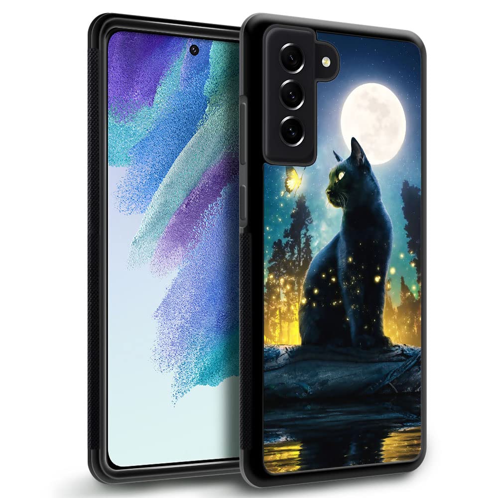 ZHEGAILIAN Samsung Galaxy S23 Case Luminous Butterfly Cat 6.1 inch Non-Slip Shockproof TPU PC