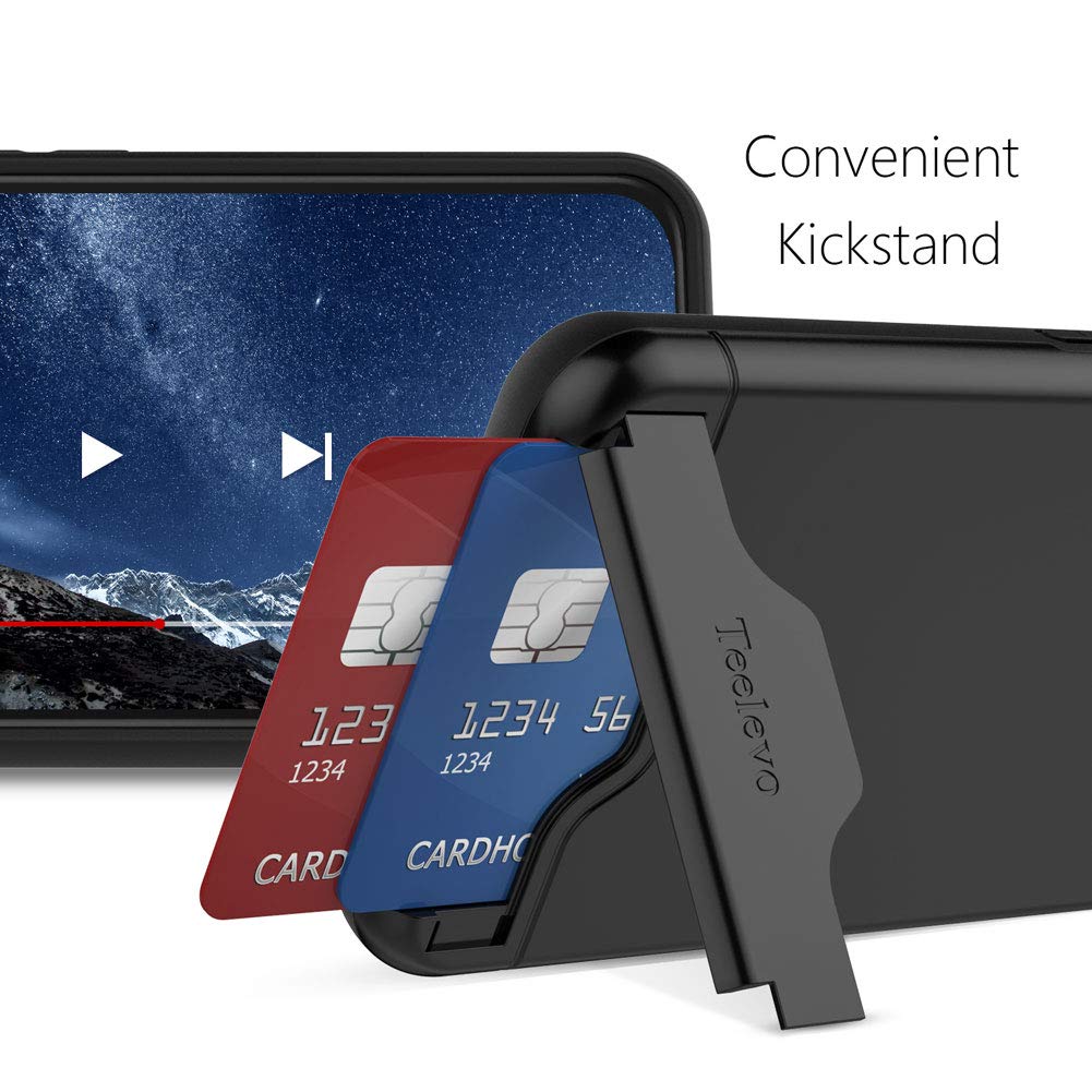 Teelevo Wallet Case For Google Pixel 5, Dual Layer Case With Card Slot Holder And Kickstand For Google Pixel 5   Black