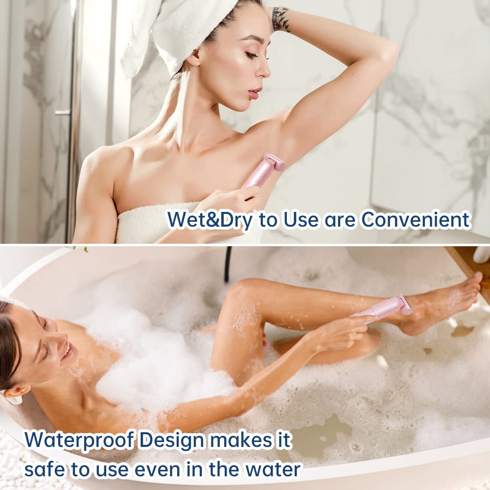 Hatteker Electric Lady Shaver Razor Wet And Dry Waterproof Bikini Trimmer For Women Rechargeable Legs Underarms Public Hair Pain