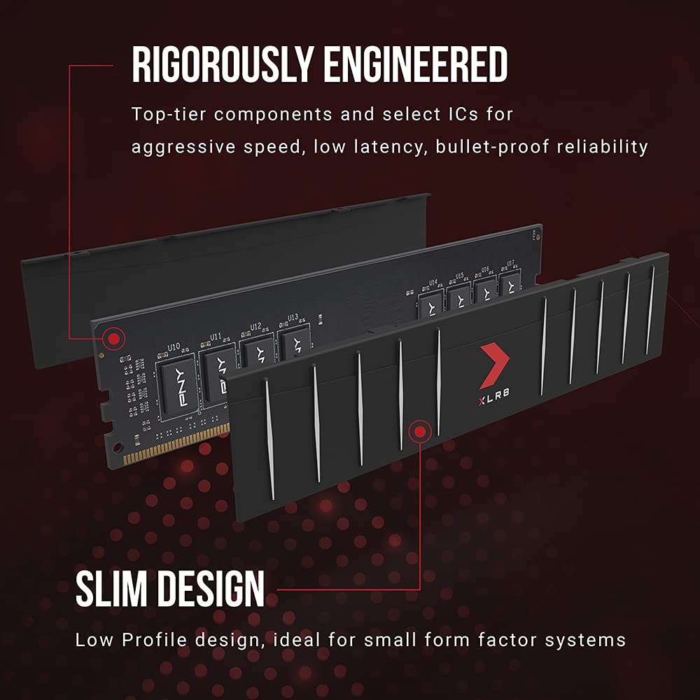 Pny Xlr8 Gaming 32Gb (2X16Gb) Ddr4 Dram 3600Mhz (Pc4 28800) Cl18 1.35V Low Profile Dual Channel Desktop (Dimm) Memory Kit   Md32