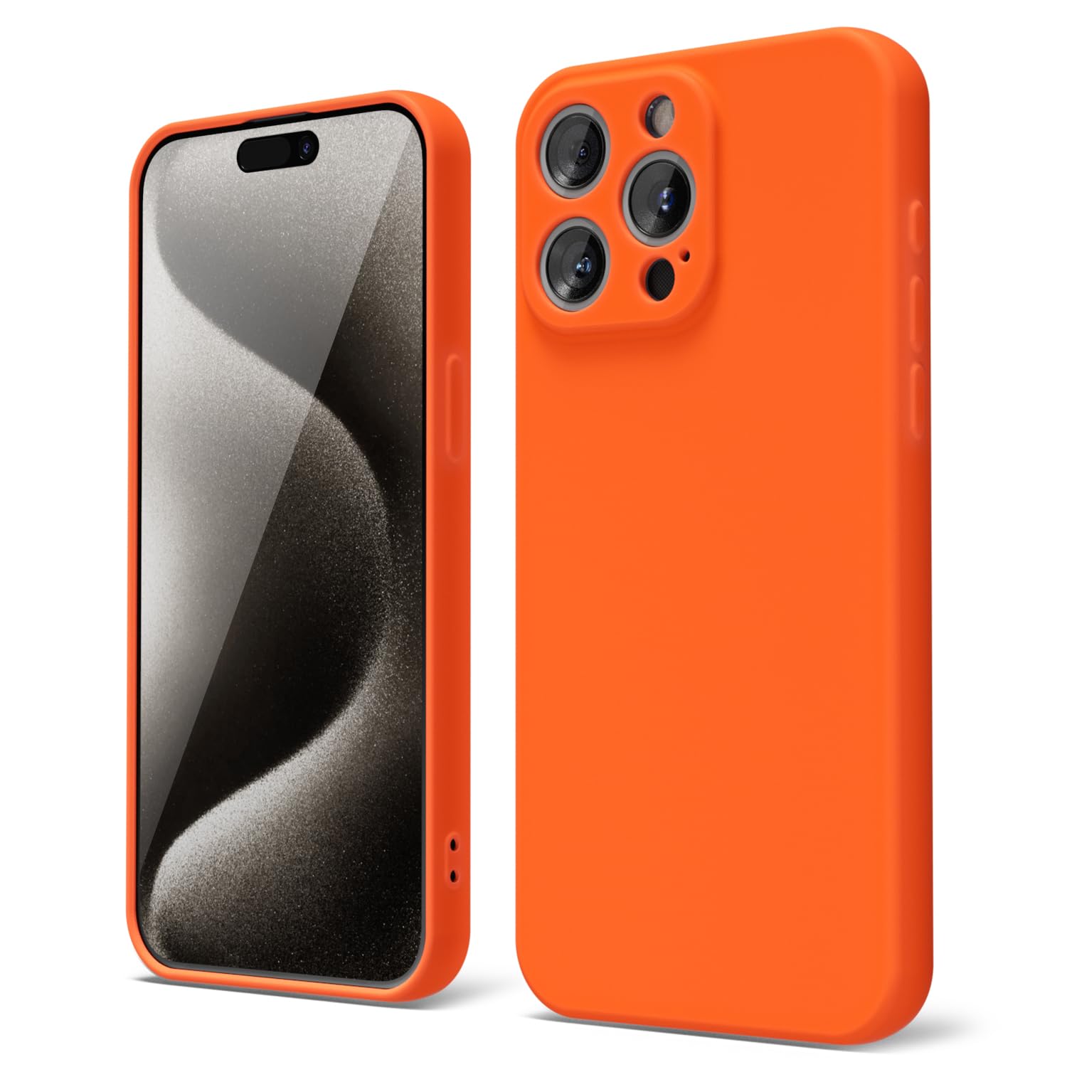 Oakxco For Iphone 15 Pro Max Phone Case Liquid Silicone, Neon Bright Solid Color, Thin Slim Soft Rubber Gel Matte Tpu Plain Simp