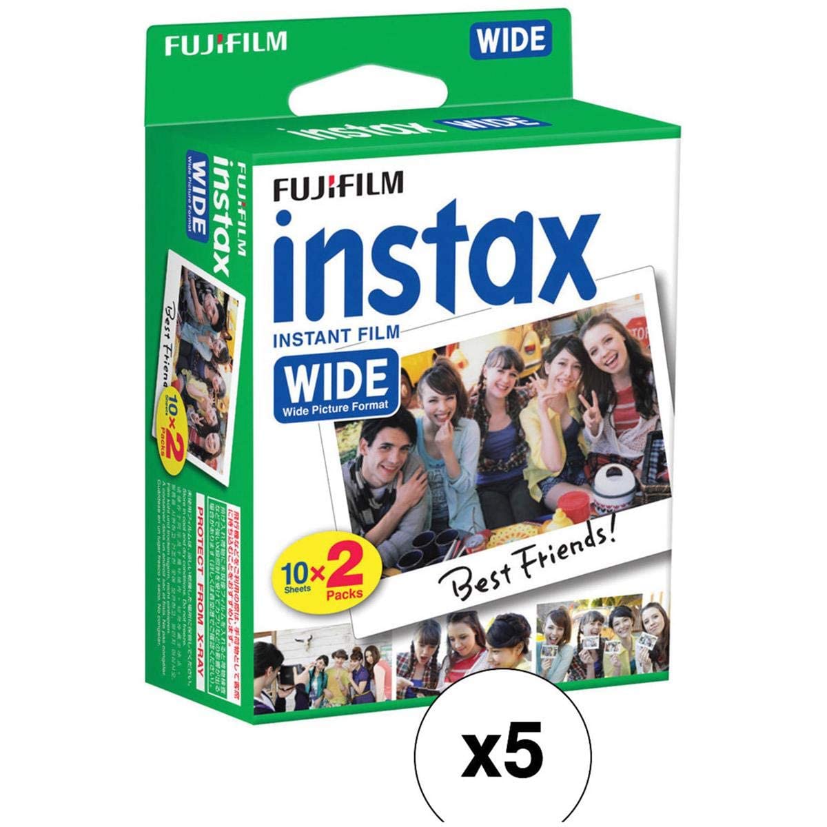 Fujifilm Instax Wide Instant Films For Fuji Instax Wide 210 200 100 300, Pack Of 5