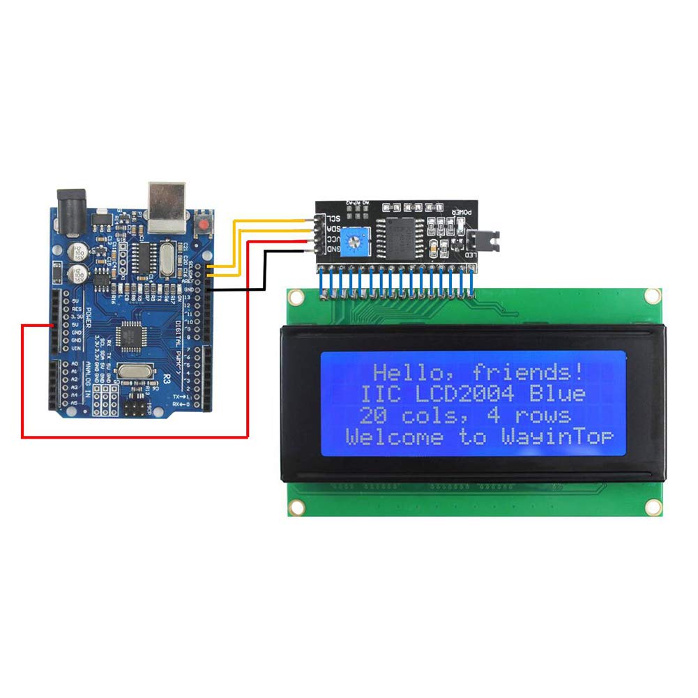 Wayintop 20X4 2004 Lcd Display Module With Iic/I2C/Twi Serial Interface Adapter (Blue/2004)