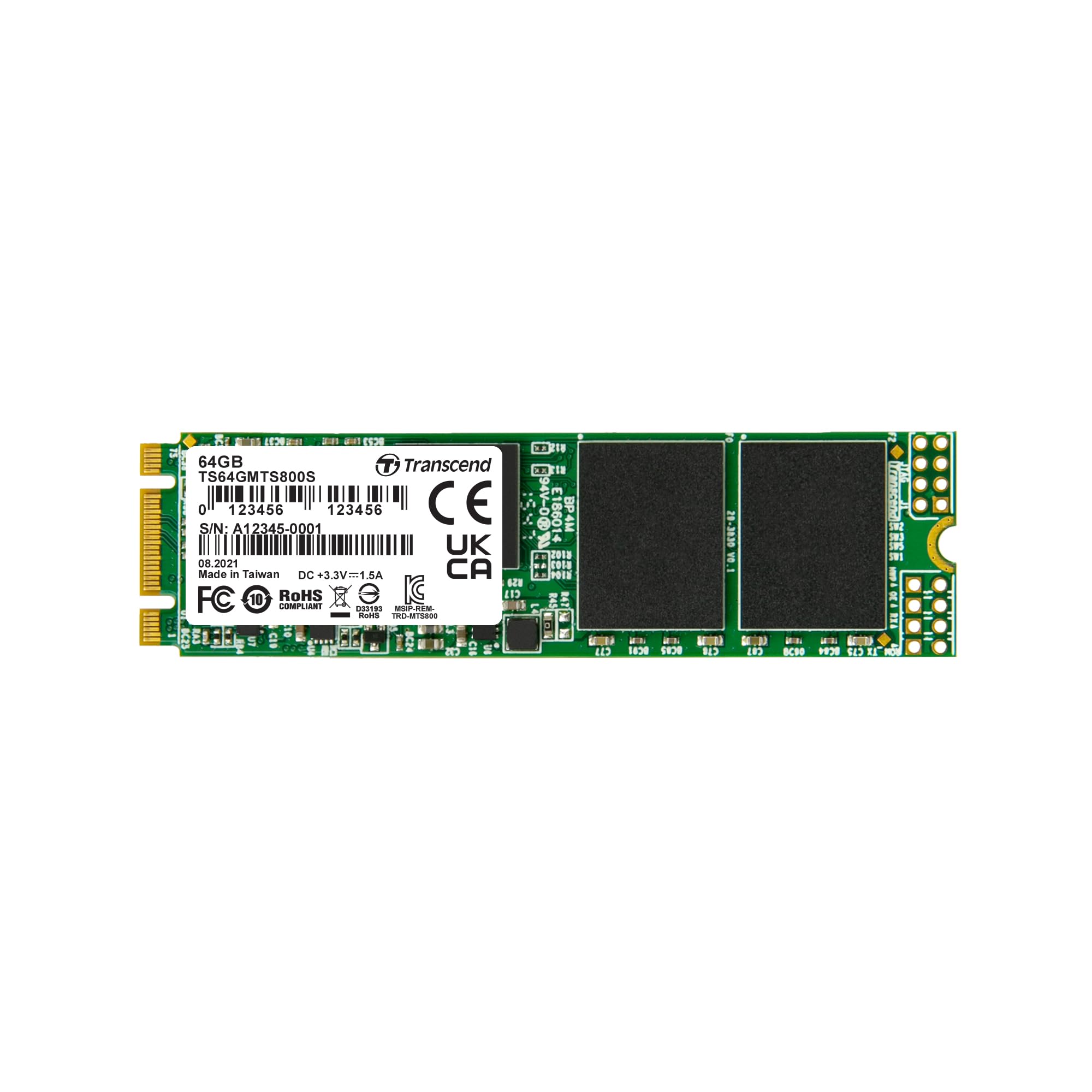 Transcend 64GB SATA III 6Gb/s MTS800 80 mm M.2 Solid State Drive (TS64GMTS800)