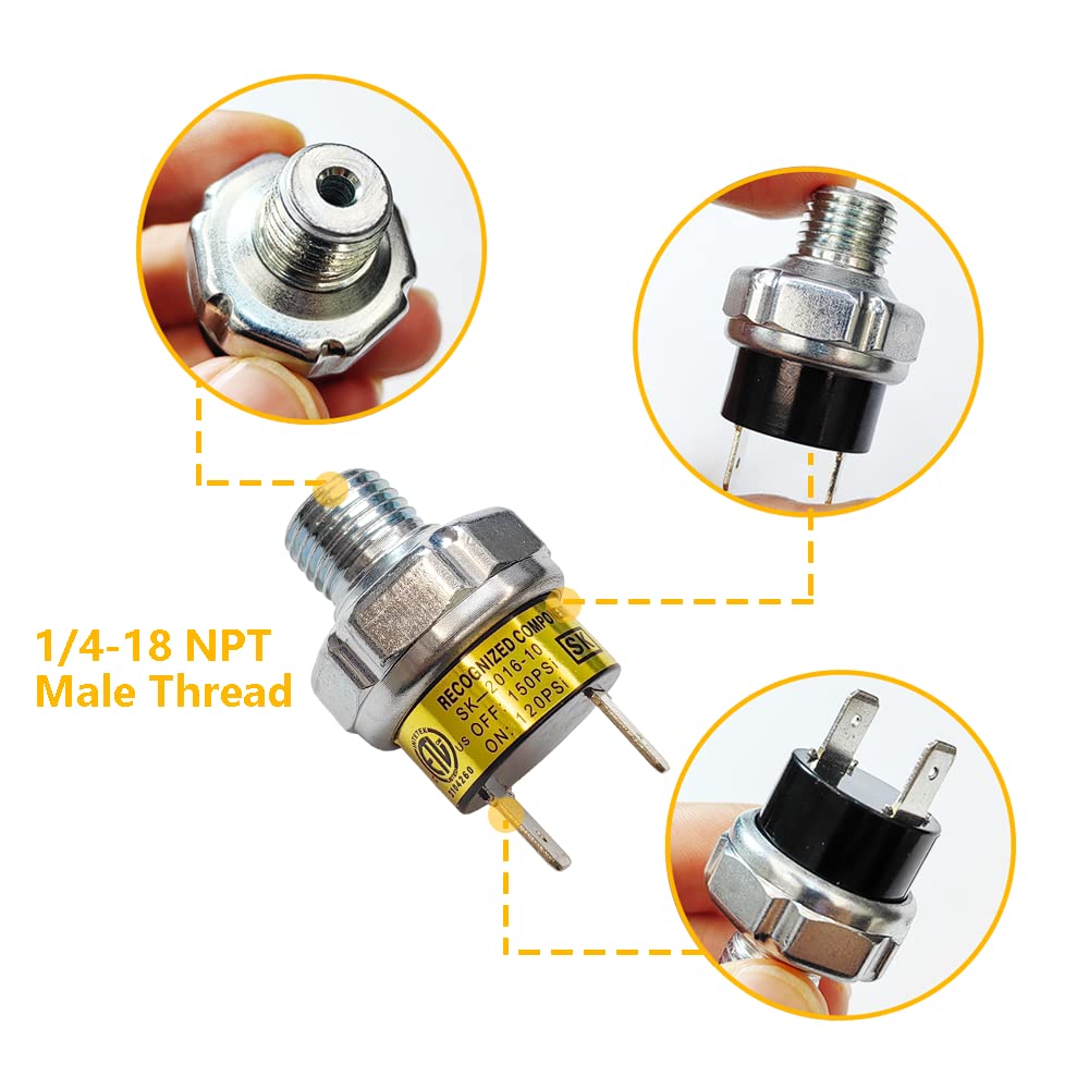 Pair Of Air Pressure Switch 120 150 Psi Tank Mount Type Thread 1/4'' Npt 12V 24V Dc Air Compressor Pressure Switch For Air Train