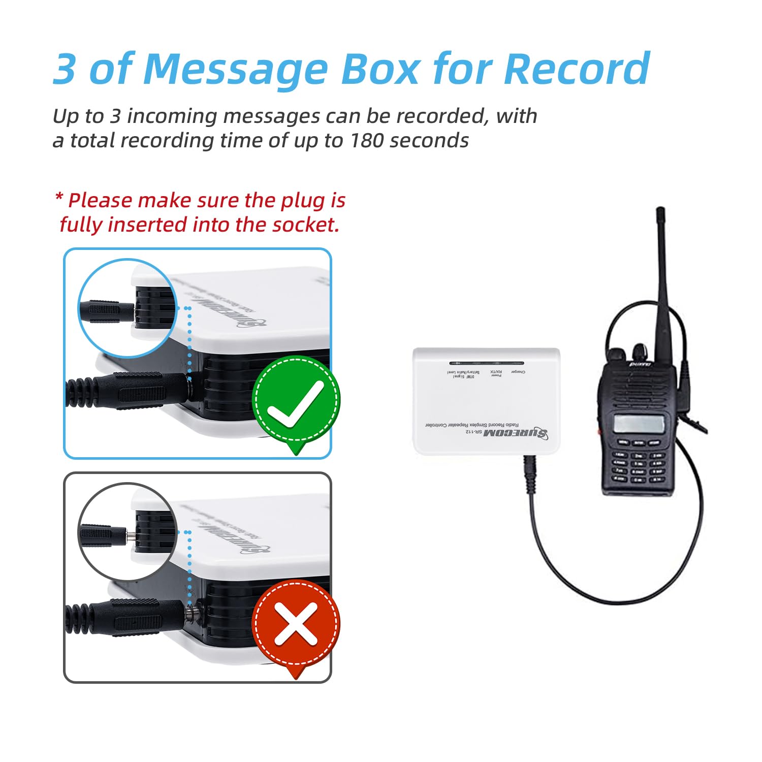 Mcbazel Surecom Sr-112 Cross Band Radio Simplex Repeater Controller With K Plug 46-K Cable For Kenwood Puxing Wouxun Quansheng