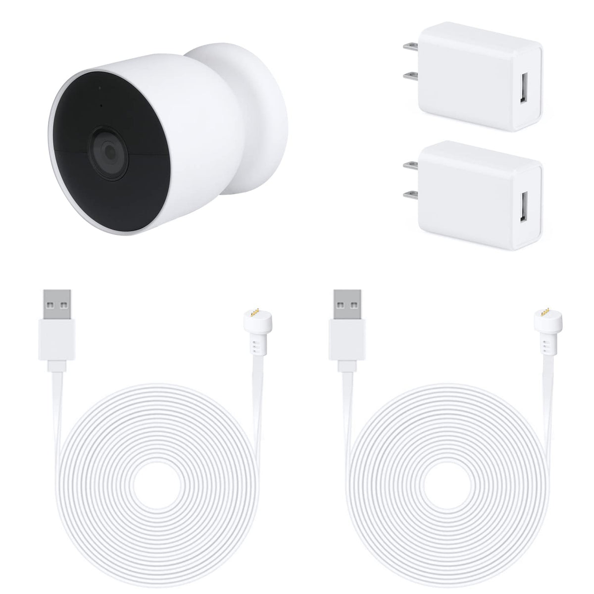 2Pack Power Adapter Compatible With Google Nest Cam Outdoor Or Indoor, Battery, With 16.4Ft/5M Weatherproof Charging Cable Conti