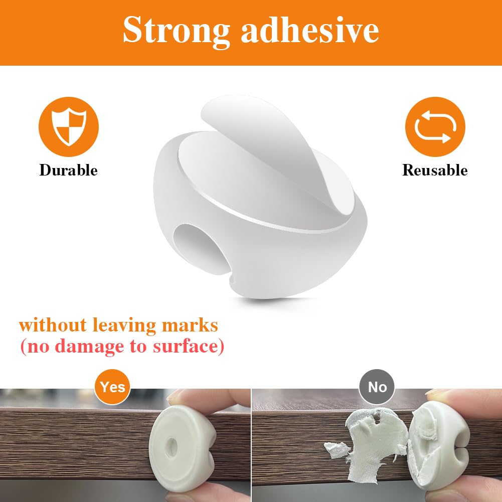 Shintop Cable Clips, 16 Pack White Cord Holder Adhesive Cable Organizer Wire Holder For Organizing Phones Chargers Desk Nightsta