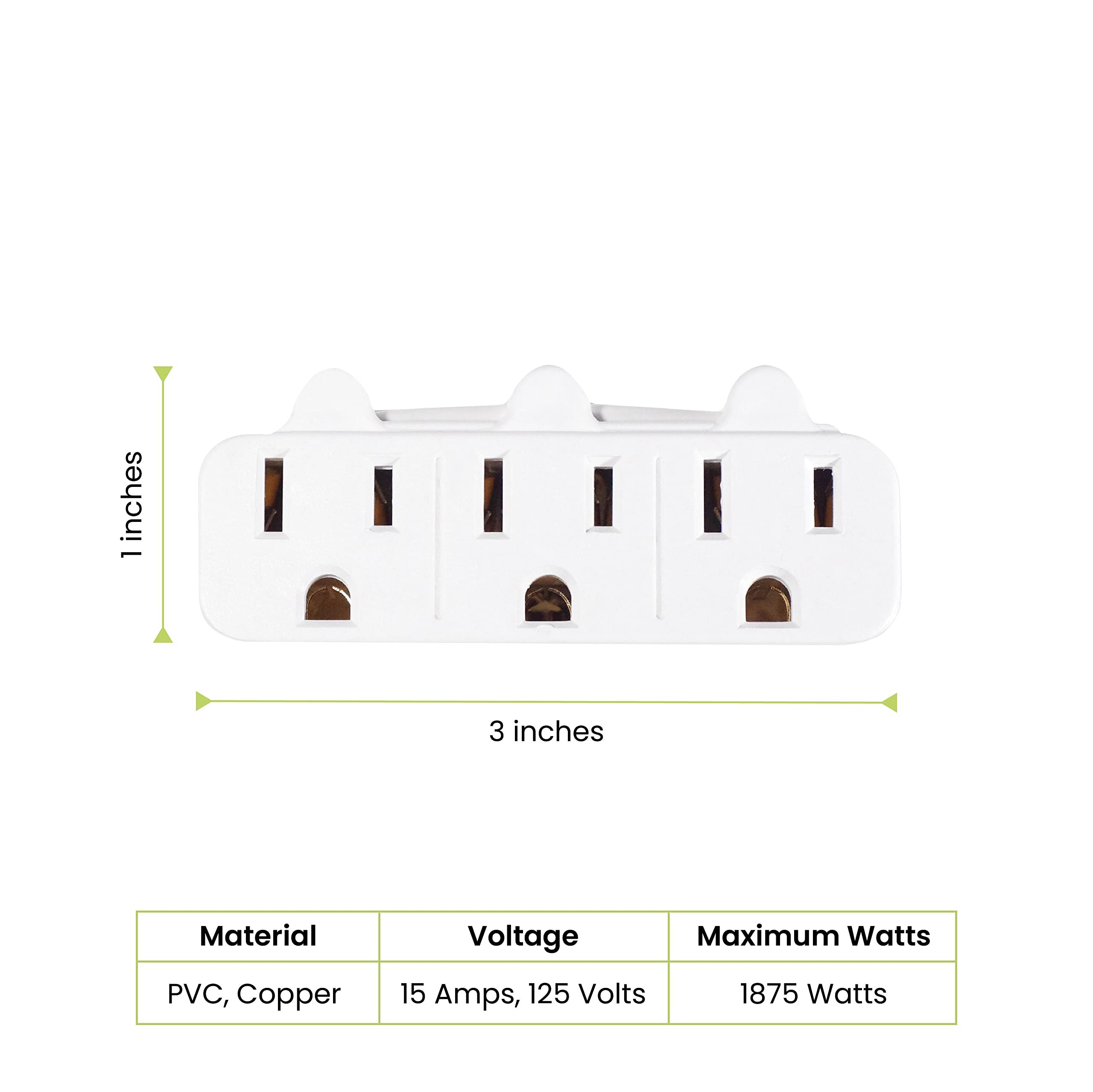 Go Green Power Inc. (Gg 13000Tw) 3 Outlet Wall Tap Adapter, White