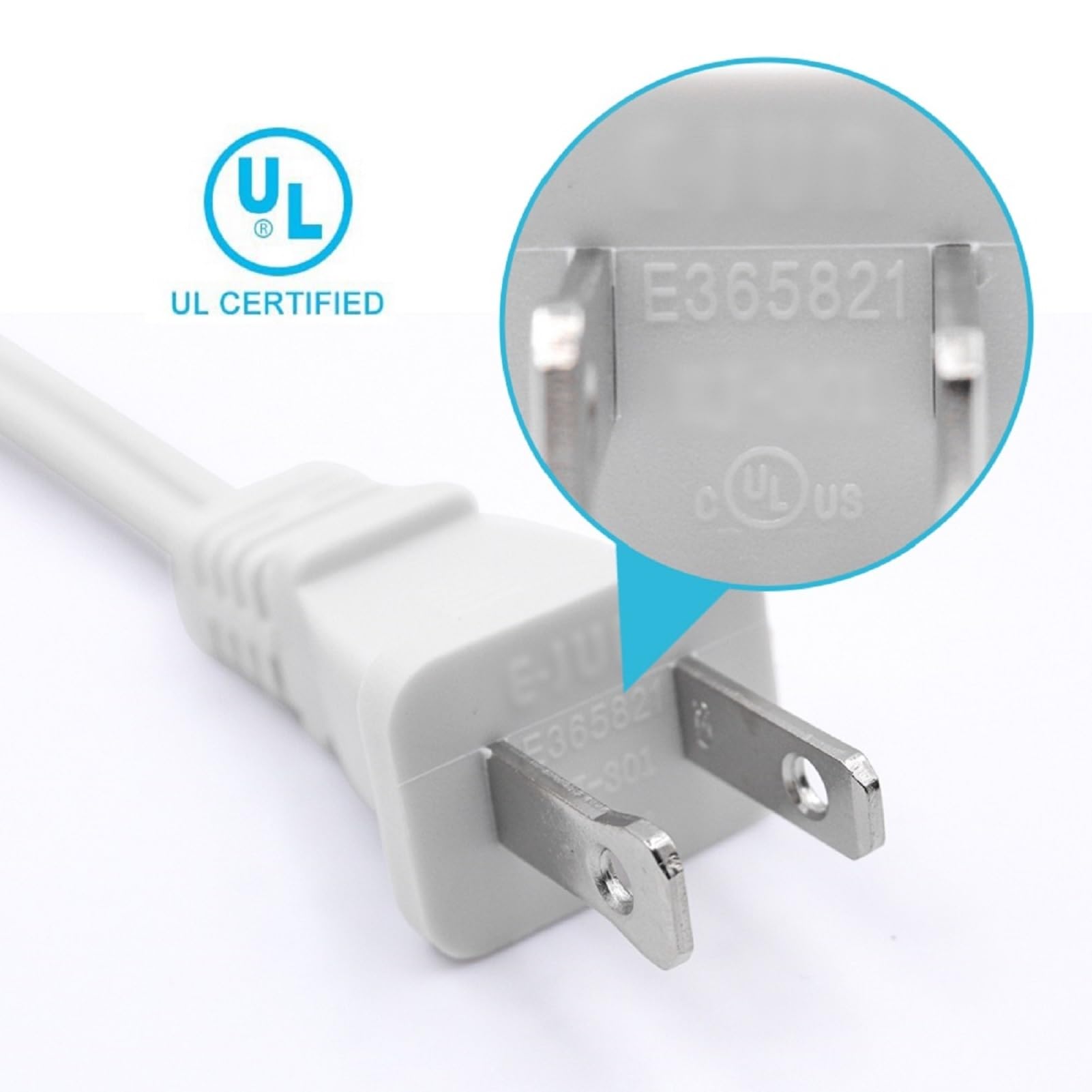 2 Prong Extension Cord 3Ft, 2 Prong Male Female Power Cable For Nema 1 15P To Nema 1 15R Cable Polarity,White